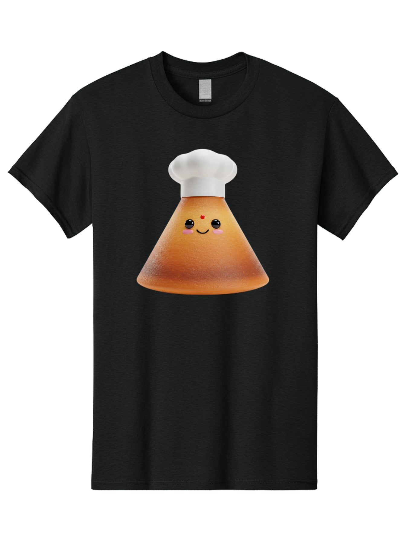 Cute-Cone-Dosa Men'S Graphic Tee, 100% Cotton, Comfortable Casual Summer Wear, Machine Washable, Cartoon Character, Indian Cuisine, Chef Hat, Conical Shape, Smiling Face, Red Bindi, Cute Expression, Rosy Cheeks, Playful Vibe, Baa435 6