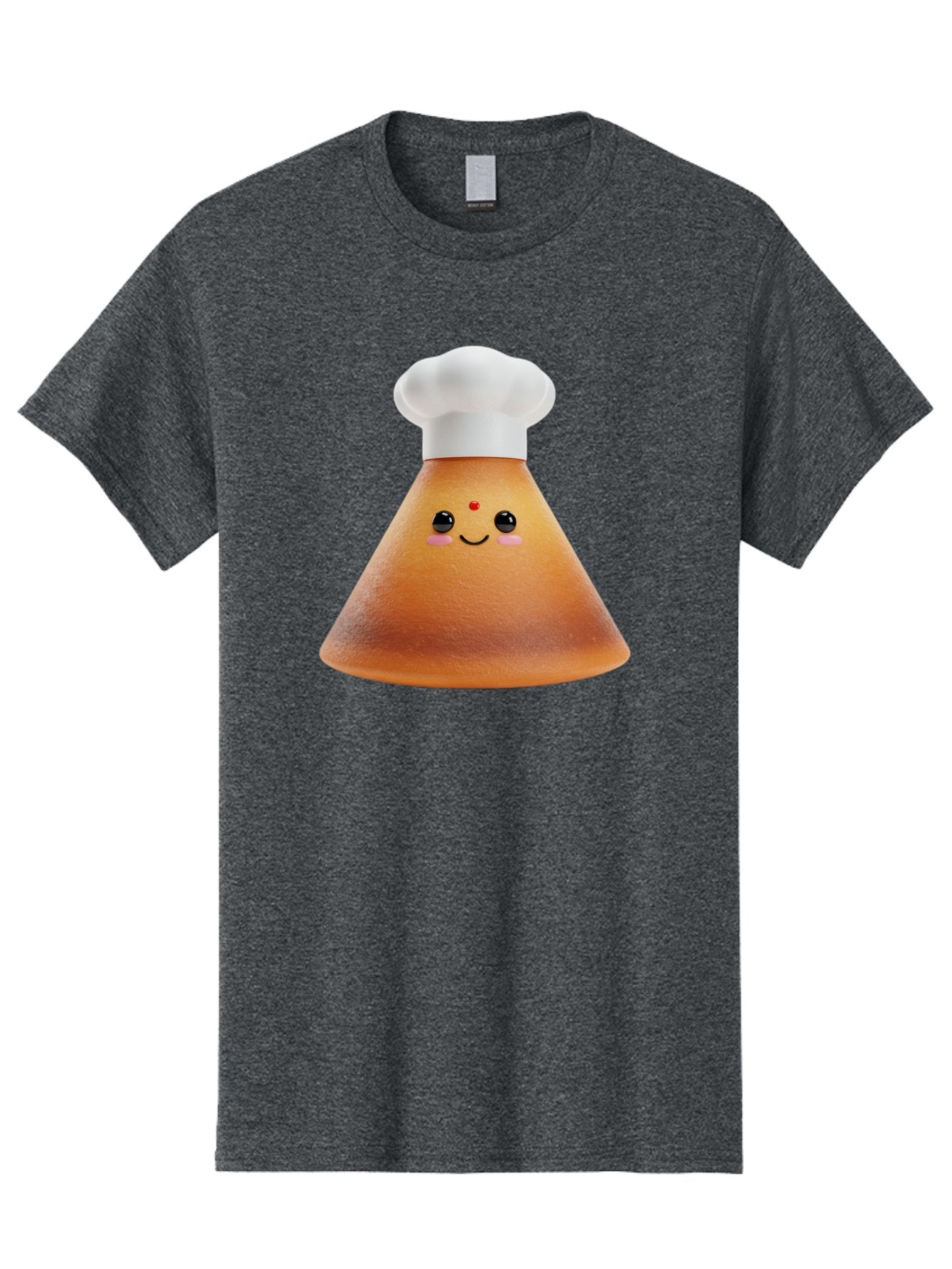 Cute-Cone-Dosa Men'S Graphic Tee, 100% Cotton, Comfortable Casual Summer Wear, Machine Washable, Cartoon Character, Indian Cuisine, Chef Hat, Conical Shape, Smiling Face, Red Bindi, Cute Expression, Rosy Cheeks, Playful Vibe, Baa435 5