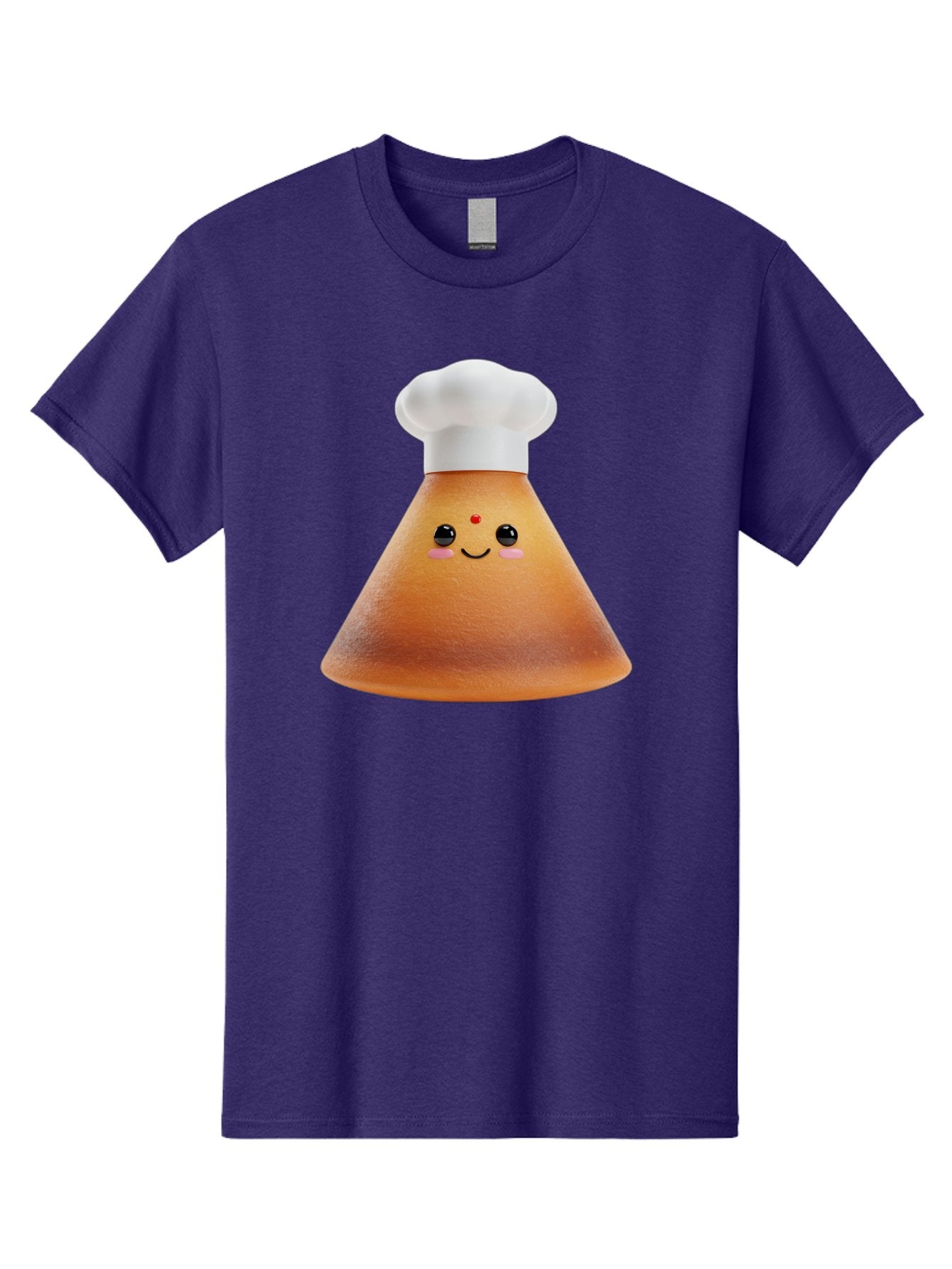 Cute-Cone-Dosa Men'S Graphic Tee, 100% Cotton, Comfortable Casual Summer Wear, Machine Washable, Cartoon Character, Indian Cuisine, Chef Hat, Conical Shape, Smiling Face, Red Bindi, Cute Expression, Rosy Cheeks, Playful Vibe, Baa435 7
