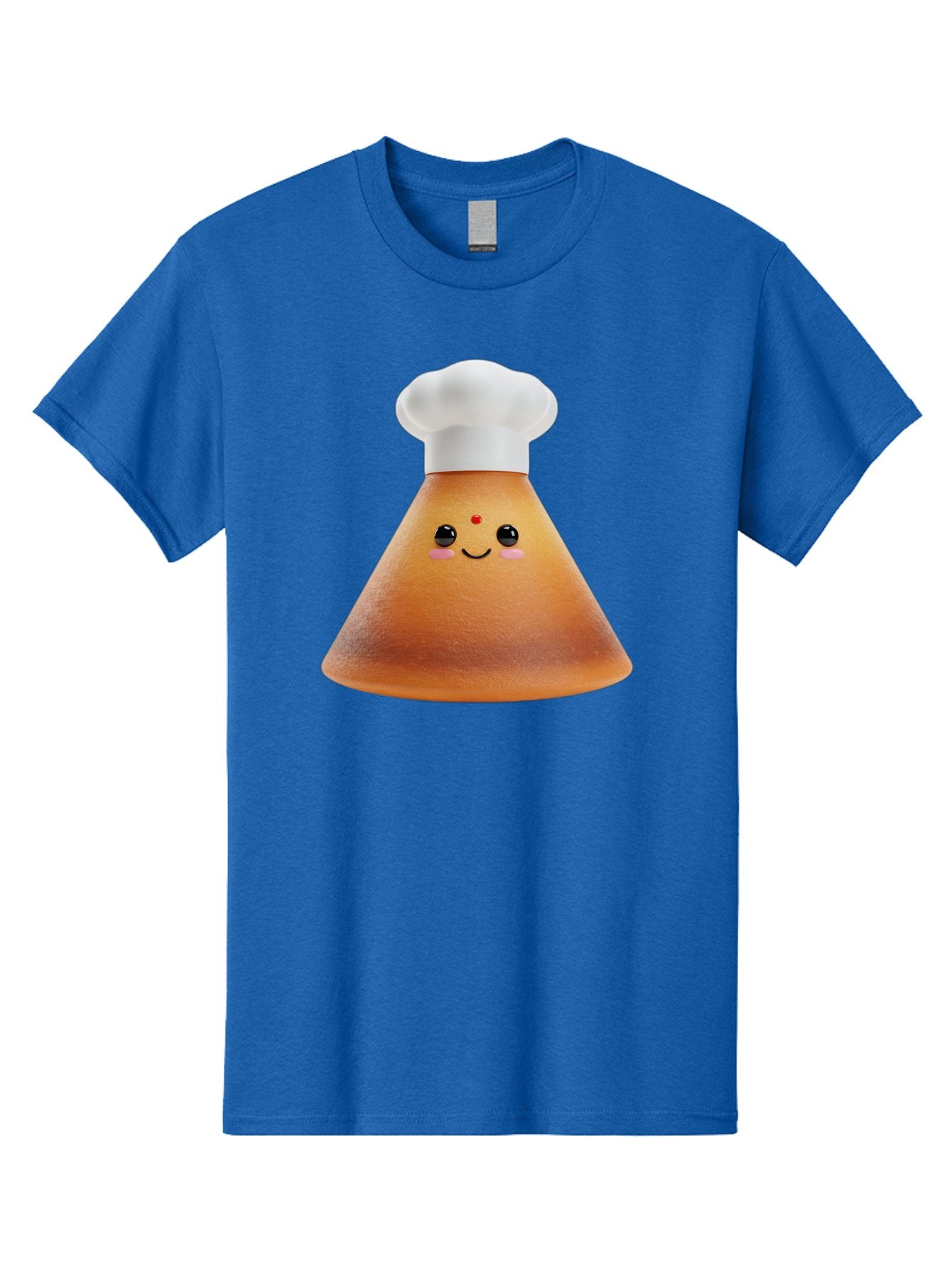 Cute-Cone-Dosa Men'S Graphic Tee, 100% Cotton, Comfortable Casual Summer Wear, Machine Washable, Cartoon Character, Indian Cuisine, Chef Hat, Conical Shape, Smiling Face, Red Bindi, Cute Expression, Rosy Cheeks, Playful Vibe, Baa435 3