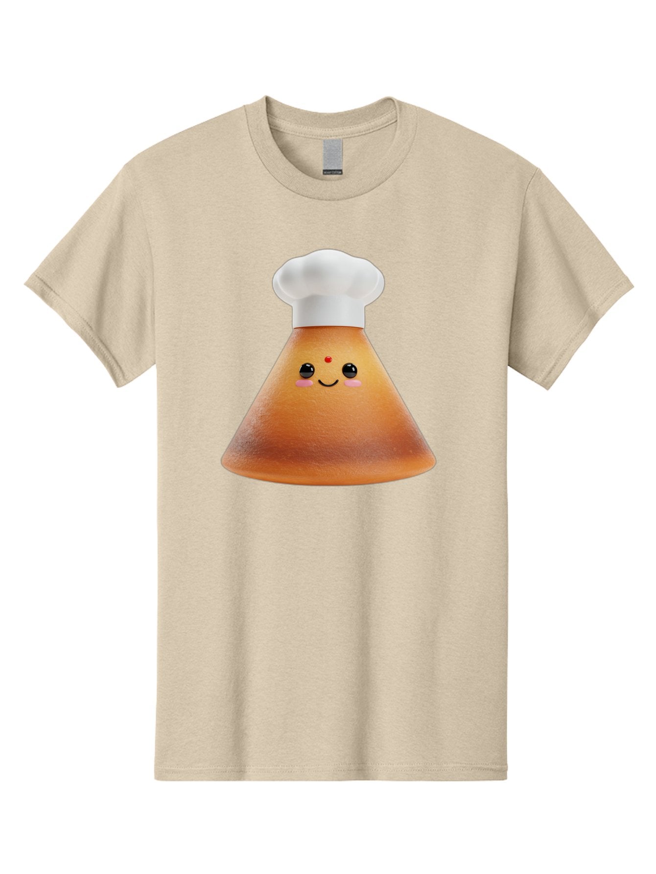 Cute-Cone-Dosa Men'S Graphic Tee, 100% Cotton, Comfortable Casual Summer Wear, Machine Washable, Cartoon Character, Indian Cuisine, Chef Hat, Conical Shape, Smiling Face, Red Bindi, Cute Expression, Rosy Cheeks, Playful Vibe, Baa435 4