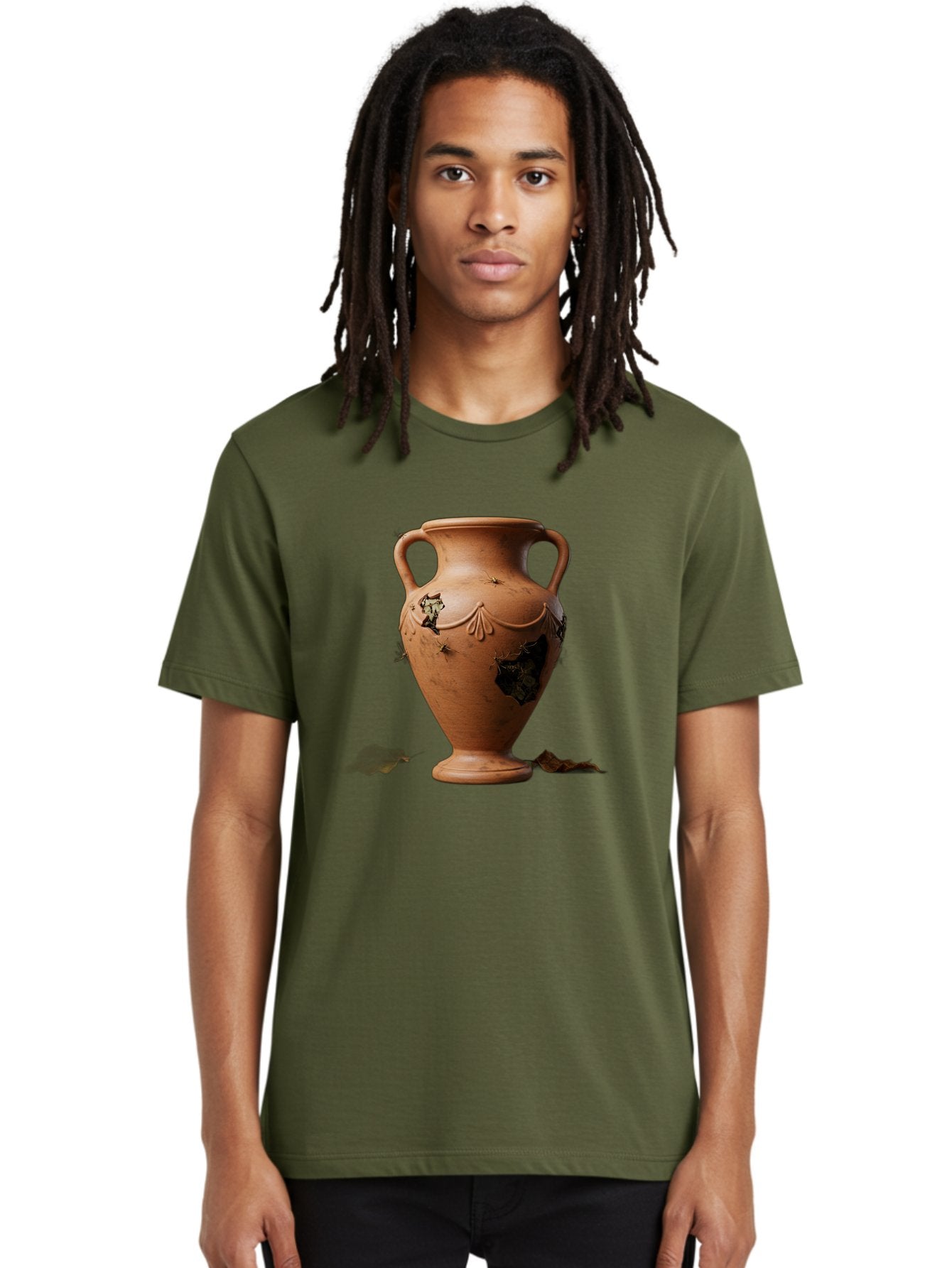 Damaged-Terracotta-Vase Men'S Graphic Tee, 100% Cotton, Comfortable Casual Summer Wear, Machine Washable, Terracotta Vase, Broken Pottery, Ancient Artifact, Historical Relic, Damaged Ceramics, Antique Vase, Crumbling Clay, Ruined Pottery, Baa438 20