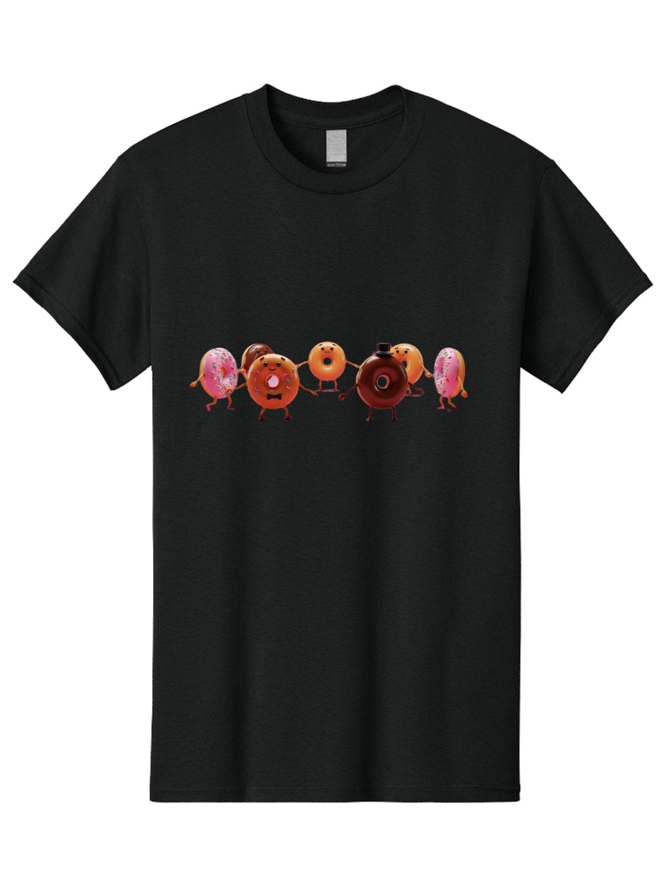 Dancing-Donuts Men'S Graphic Tee, 100% Cotton, Comfortable Casual Summer Wear, Machine Washable, Anthropomorphic Donuts, Donut Characters, Dancing Donuts, Sweet Treats, Tasty Pastries, Donut Party, Funny Donuts, Cartoon Donuts, Playful Donuts, Baa439 11