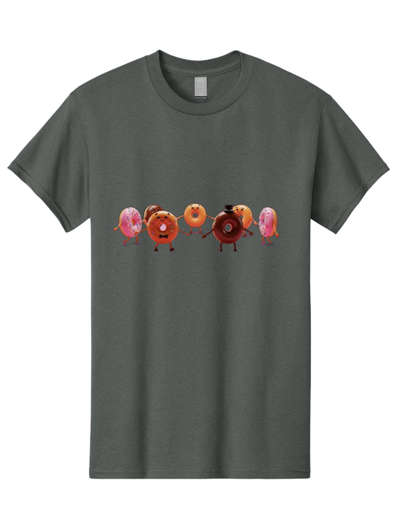 Dancing-Donuts Men'S Graphic Tee, 100% Cotton, Comfortable Casual Summer Wear, Machine Washable, Anthropomorphic Donuts, Donut Characters, Dancing Donuts, Sweet Treats, Tasty Pastries, Donut Party, Funny Donuts, Cartoon Donuts, Playful Donuts, Baa439