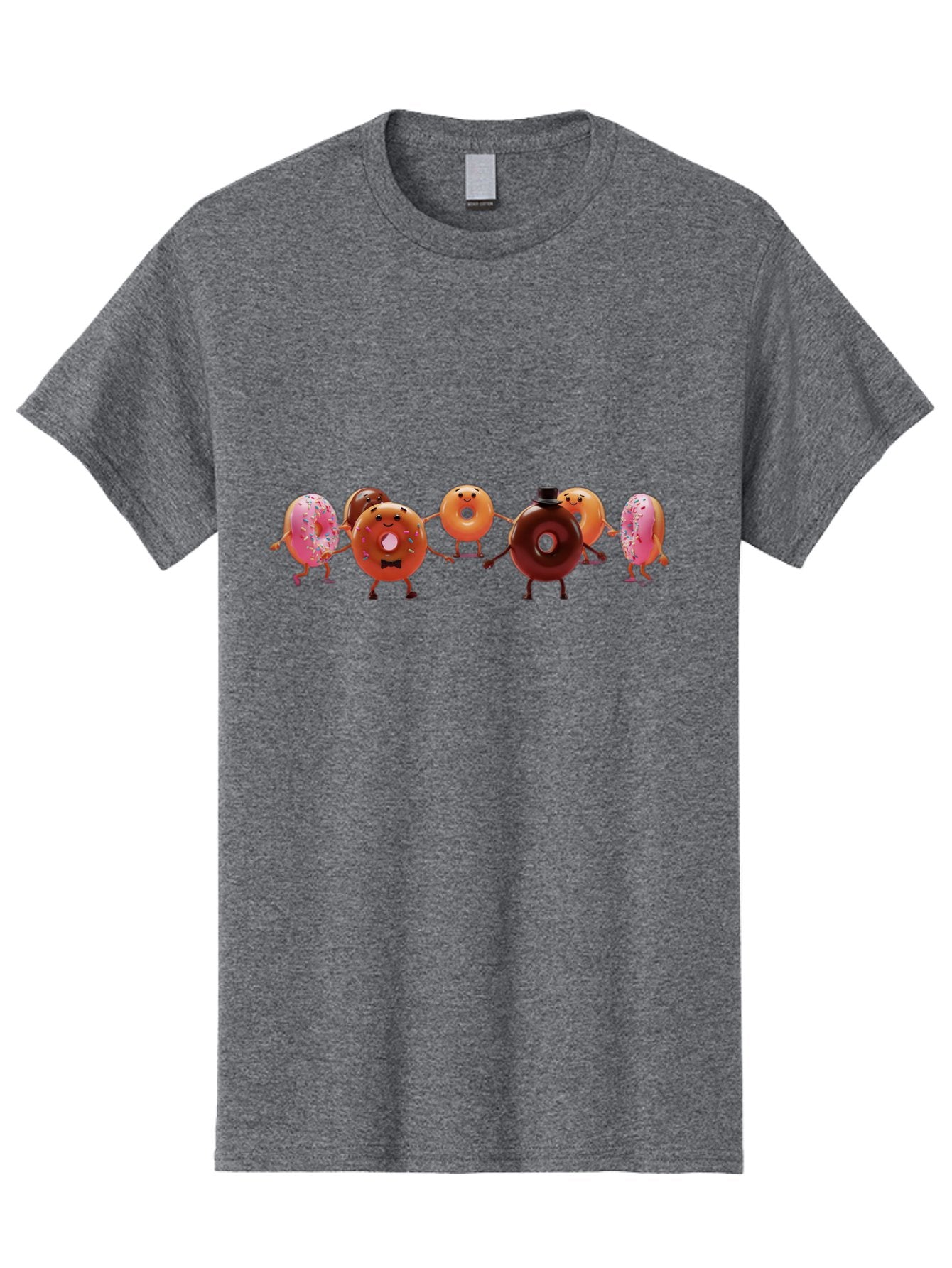 Dancing-Donuts Men'S Graphic Tee, 100% Cotton, Comfortable Casual Summer Wear, Machine Washable, Anthropomorphic Donuts, Donut Characters, Dancing Donuts, Sweet Treats, Tasty Pastries, Donut Party, Funny Donuts, Cartoon Donuts, Playful Donuts, Baa439 8