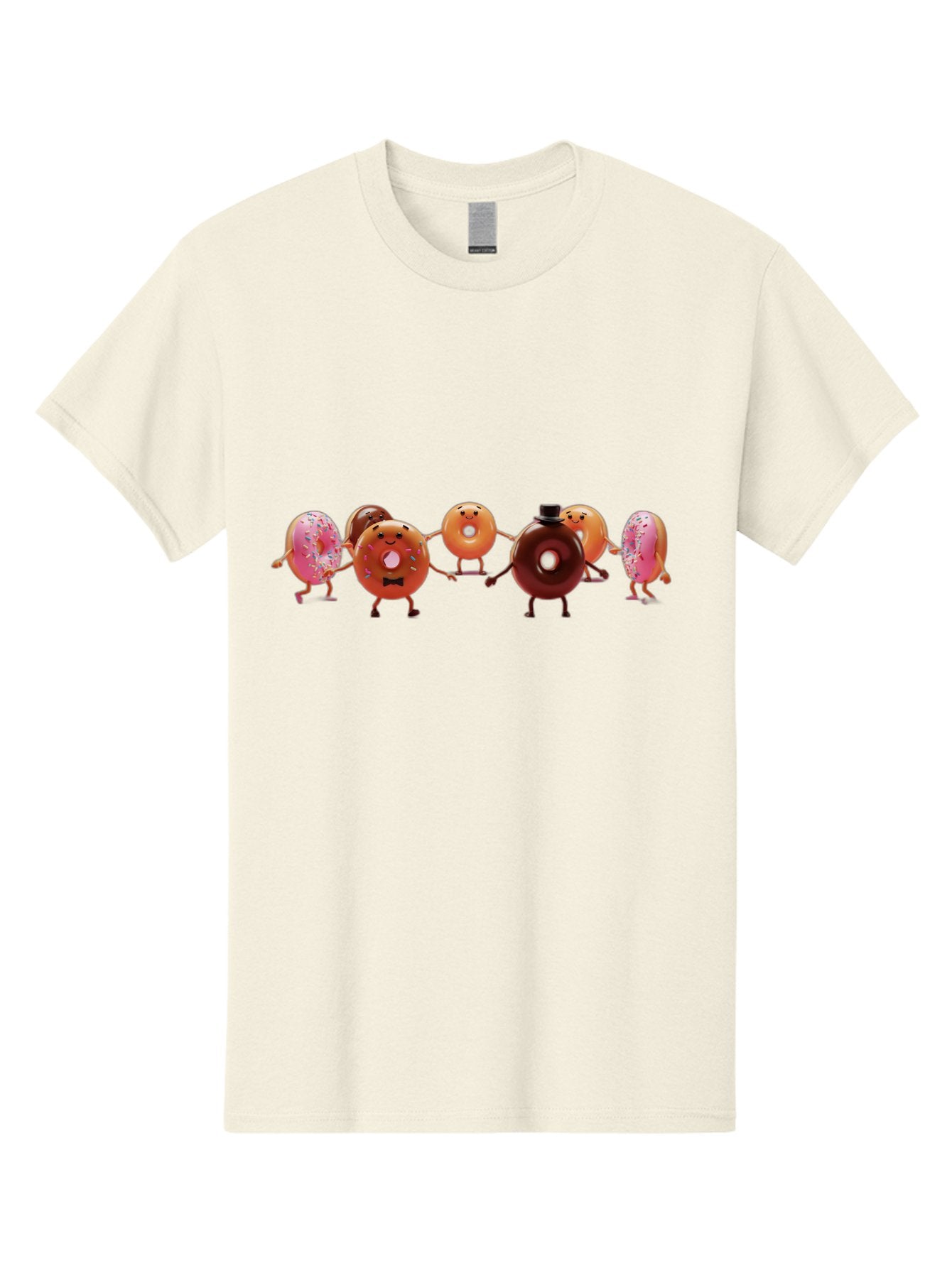 Dancing-Donuts Men'S Graphic Tee, 100% Cotton, Comfortable Casual Summer Wear, Machine Washable, Anthropomorphic Donuts, Donut Characters, Dancing Donuts, Sweet Treats, Tasty Pastries, Donut Party, Funny Donuts, Cartoon Donuts, Playful Donuts, Baa439 13
