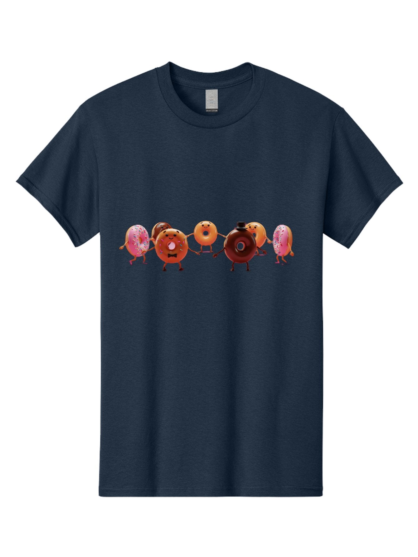 Dancing-Donuts Men'S Graphic Tee, 100% Cotton, Comfortable Casual Summer Wear, Machine Washable, Anthropomorphic Donuts, Donut Characters, Dancing Donuts, Sweet Treats, Tasty Pastries, Donut Party, Funny Donuts, Cartoon Donuts, Playful Donuts, Baa439 6