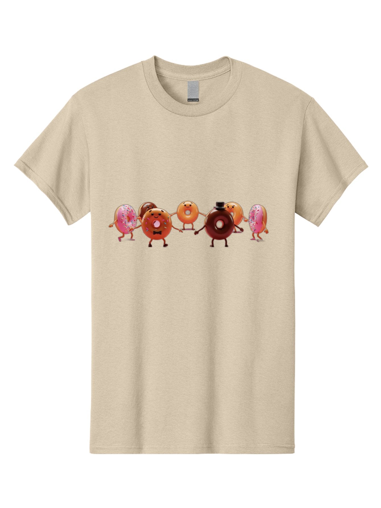 Dancing-Donuts Men'S Graphic Tee, 100% Cotton, Comfortable Casual Summer Wear, Machine Washable, Anthropomorphic Donuts, Donut Characters, Dancing Donuts, Sweet Treats, Tasty Pastries, Donut Party, Funny Donuts, Cartoon Donuts, Playful Donuts, Baa439 5