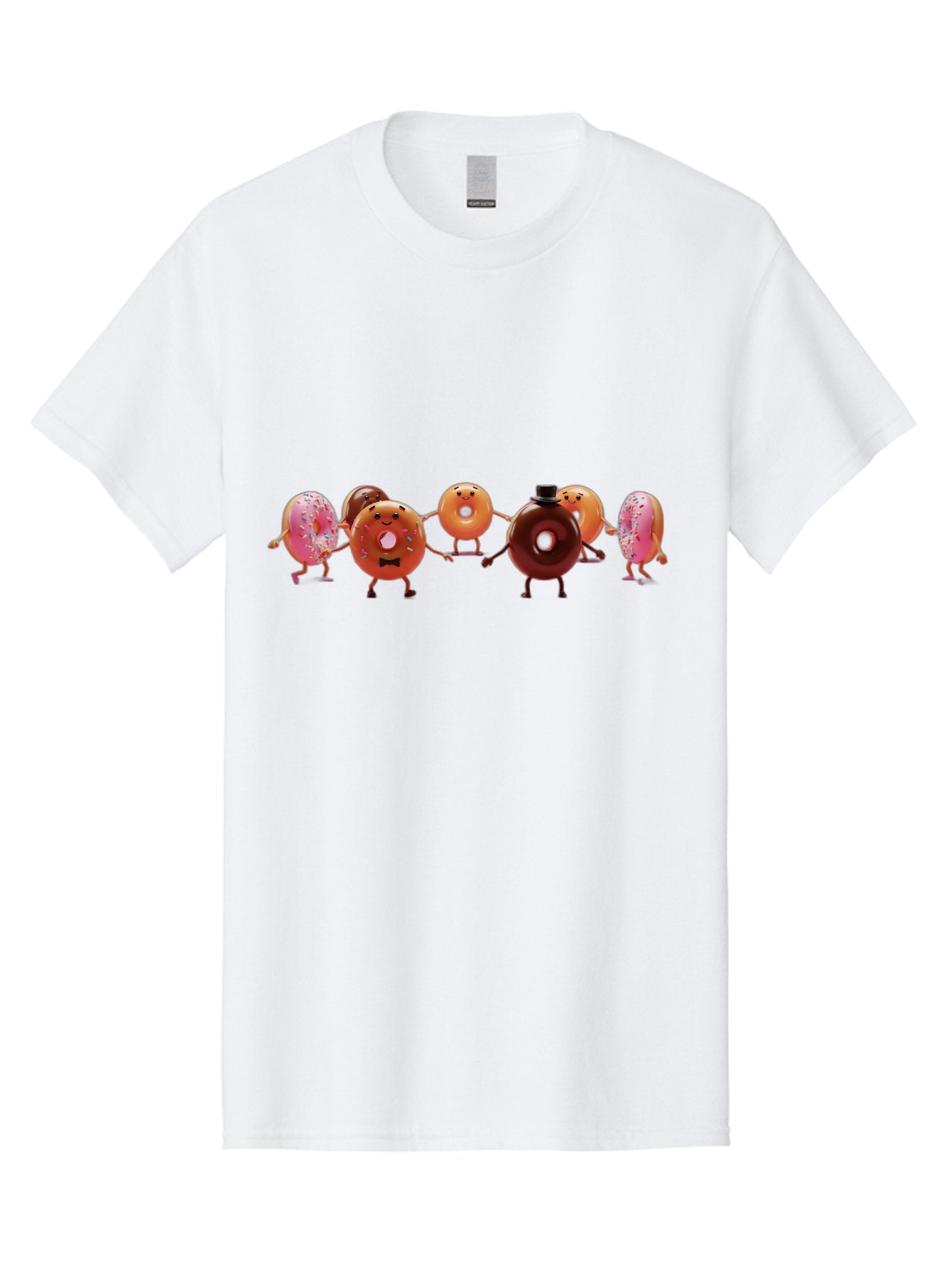 Dancing-Donuts Men'S Graphic Tee, 100% Cotton, Comfortable Casual Summer Wear, Machine Washable, Anthropomorphic Donuts, Donut Characters, Dancing Donuts, Sweet Treats, Tasty Pastries, Donut Party, Funny Donuts, Cartoon Donuts, Playful Donuts, Baa439 3