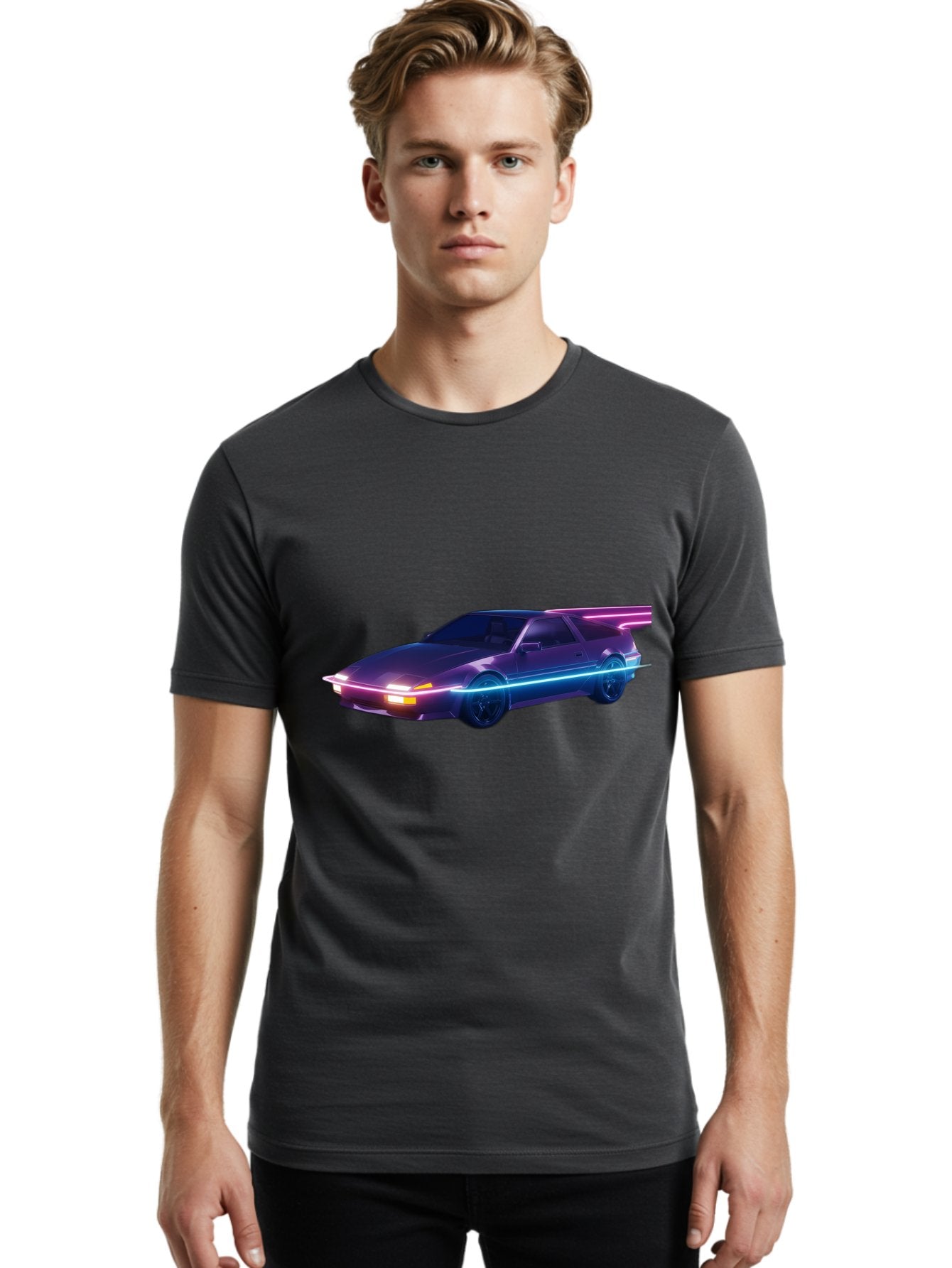 Datsun-280Z Men'S Graphic Tee, 100% Cotton, Comfortable Casual Summer Wear, Machine Washable, Sports Car, Neon Lights, Futuristic Design, Sleek Vehicle, High-Tech Car, Synthwave Aesthetic, Retro-Futurism, Glowing Accents, Modern Style Baa441 20