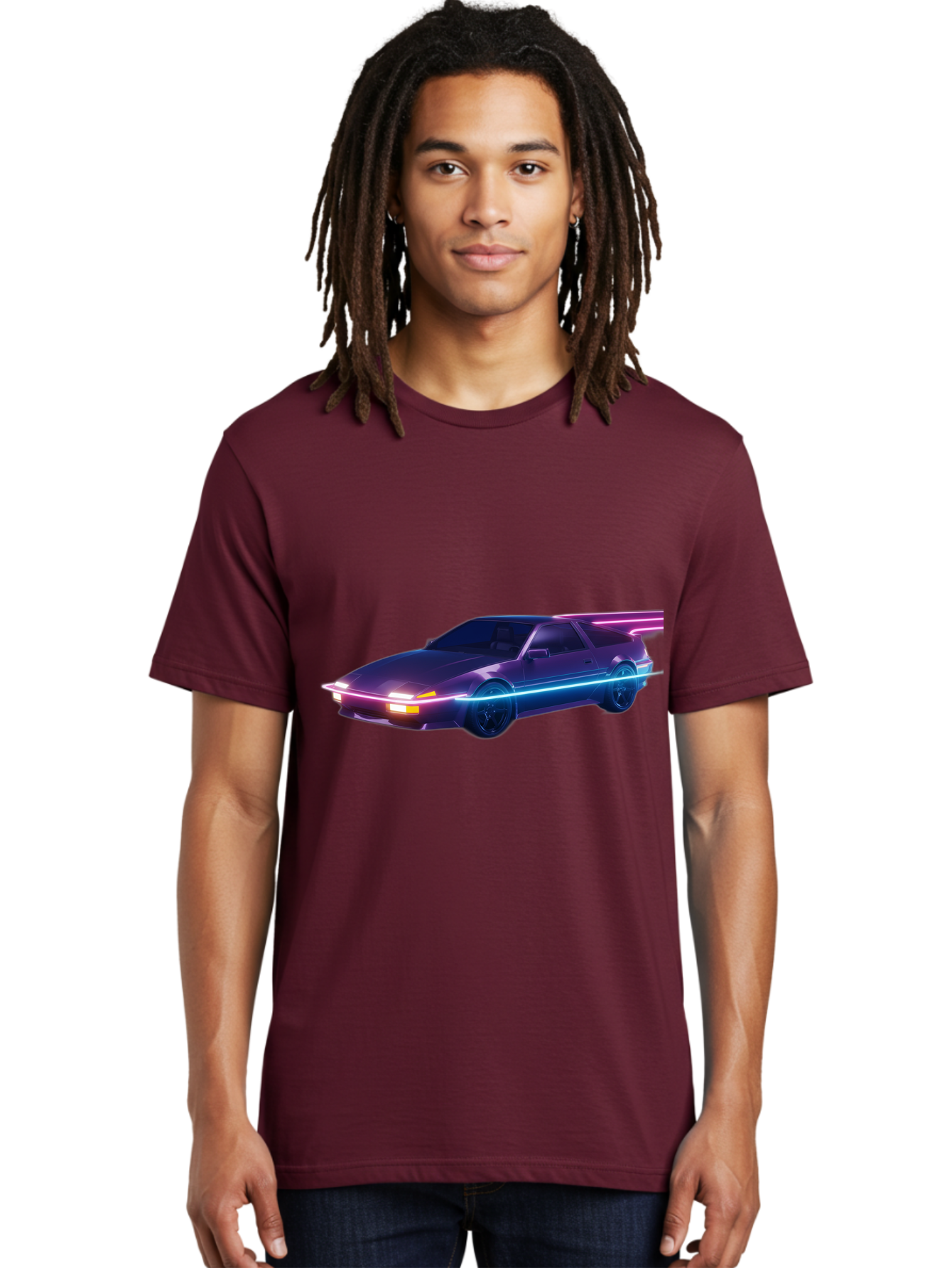 Datsun-280Z Men'S Graphic Tee, 100% Cotton, Comfortable Casual Summer Wear, Machine Washable, Sports Car, Neon Lights, Futuristic Design, Sleek Vehicle, High-Tech Car, Synthwave Aesthetic, Retro-Futurism, Glowing Accents, Modern Style Baa441
