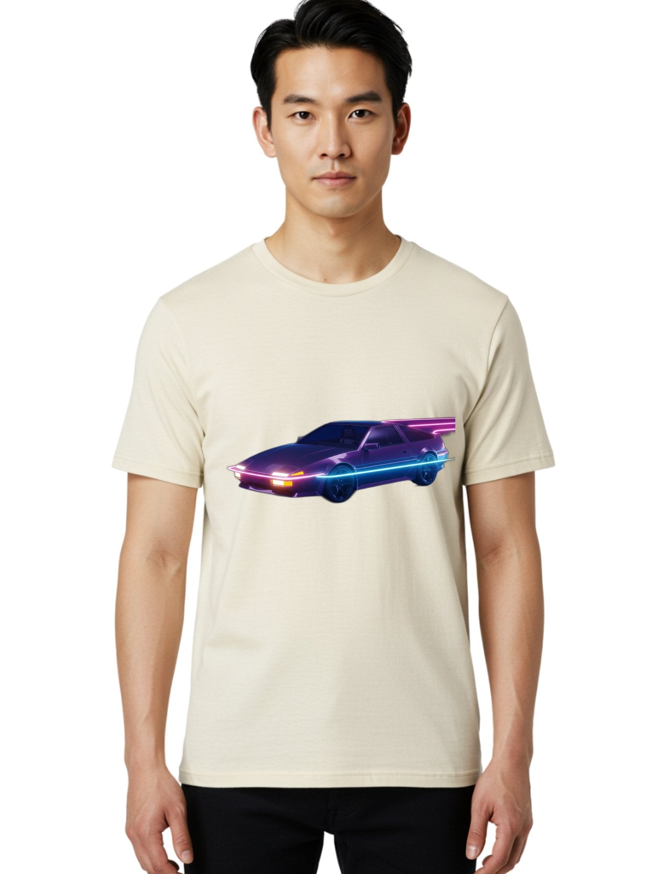 Datsun-280Z Men'S Graphic Tee, 100% Cotton, Comfortable Casual Summer Wear, Machine Washable, Sports Car, Neon Lights, Futuristic Design, Sleek Vehicle, High-Tech Car, Synthwave Aesthetic, Retro-Futurism, Glowing Accents, Modern Style Baa441 28