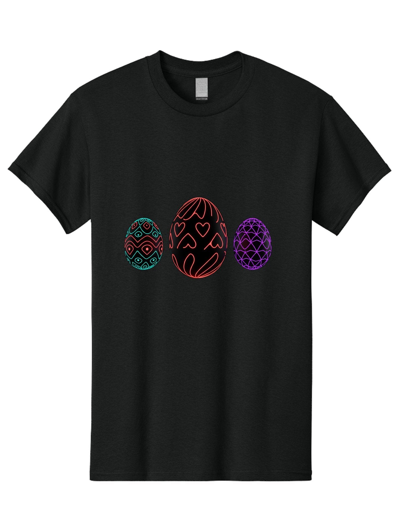 Decorative-Eggs Men'S Graphic Tee, 100% Cotton, Comfortable Casual Summer Wear, Machine Washable, Decorated Eggs, Easter Eggs, Colorful Patterns, Abstract Designs, Heart Motifs, Geometric Shapes, Festive, Vibrant Colors, Easter Celebration Baa443 3