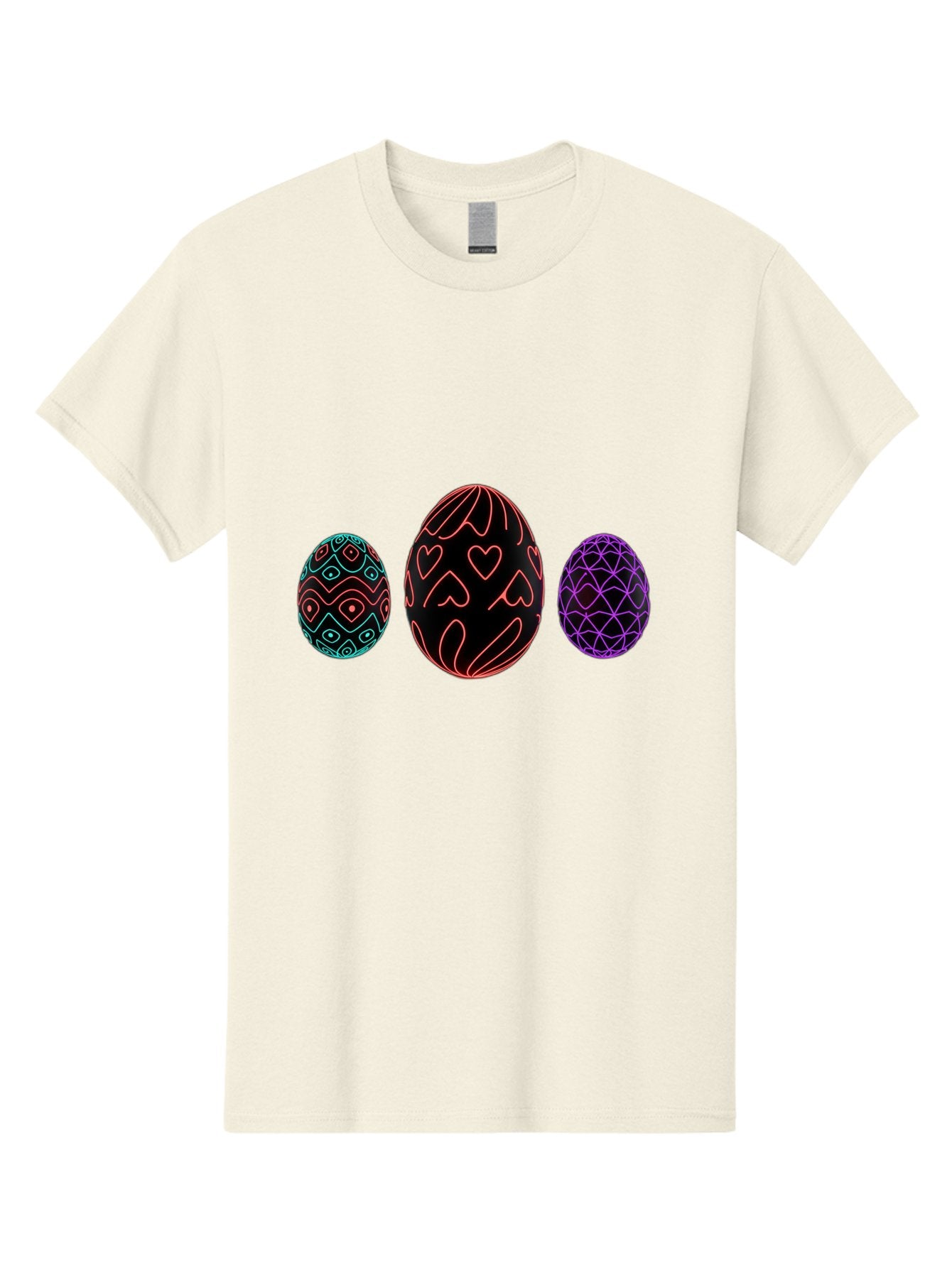 Decorative-Eggs Men'S Graphic Tee, 100% Cotton, Comfortable Casual Summer Wear, Machine Washable, Decorated Eggs, Easter Eggs, Colorful Patterns, Abstract Designs, Heart Motifs, Geometric Shapes, Festive, Vibrant Colors, Easter Celebration Baa443 6