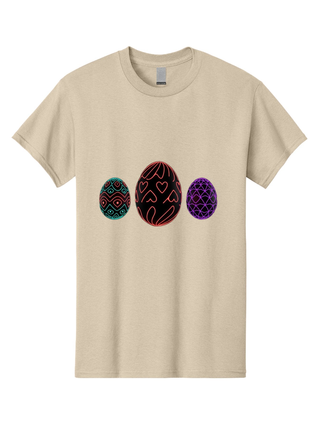 Decorative-Eggs Men'S Graphic Tee, 100% Cotton, Comfortable Casual Summer Wear, Machine Washable, Decorated Eggs, Easter Eggs, Colorful Patterns, Abstract Designs, Heart Motifs, Geometric Shapes, Festive, Vibrant Colors, Easter Celebration Baa443 5