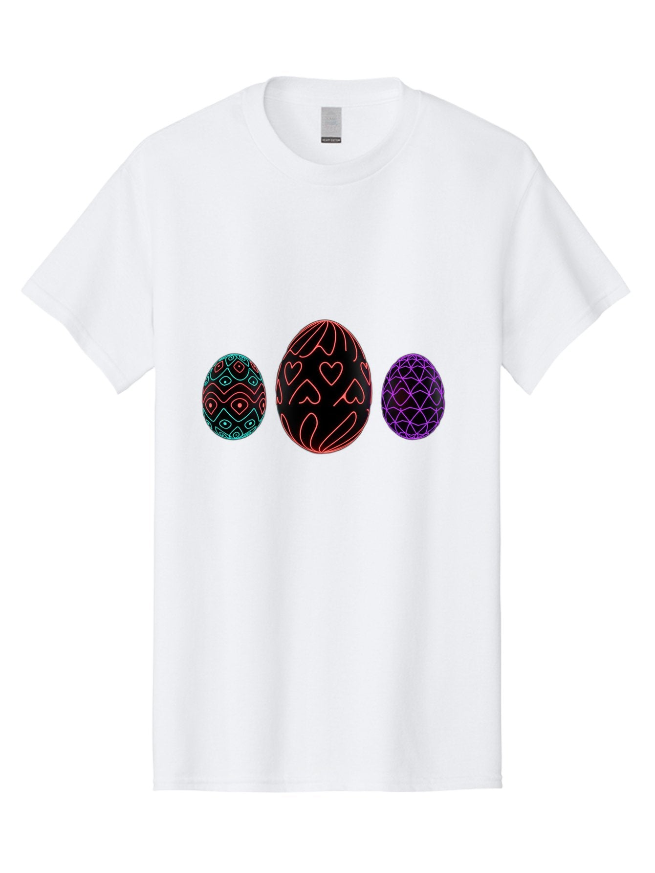 Decorative-Eggs Men'S Graphic Tee, 100% Cotton, Comfortable Casual Summer Wear, Machine Washable, Decorated Eggs, Easter Eggs, Colorful Patterns, Abstract Designs, Heart Motifs, Geometric Shapes, Festive, Vibrant Colors, Easter Celebration Baa443