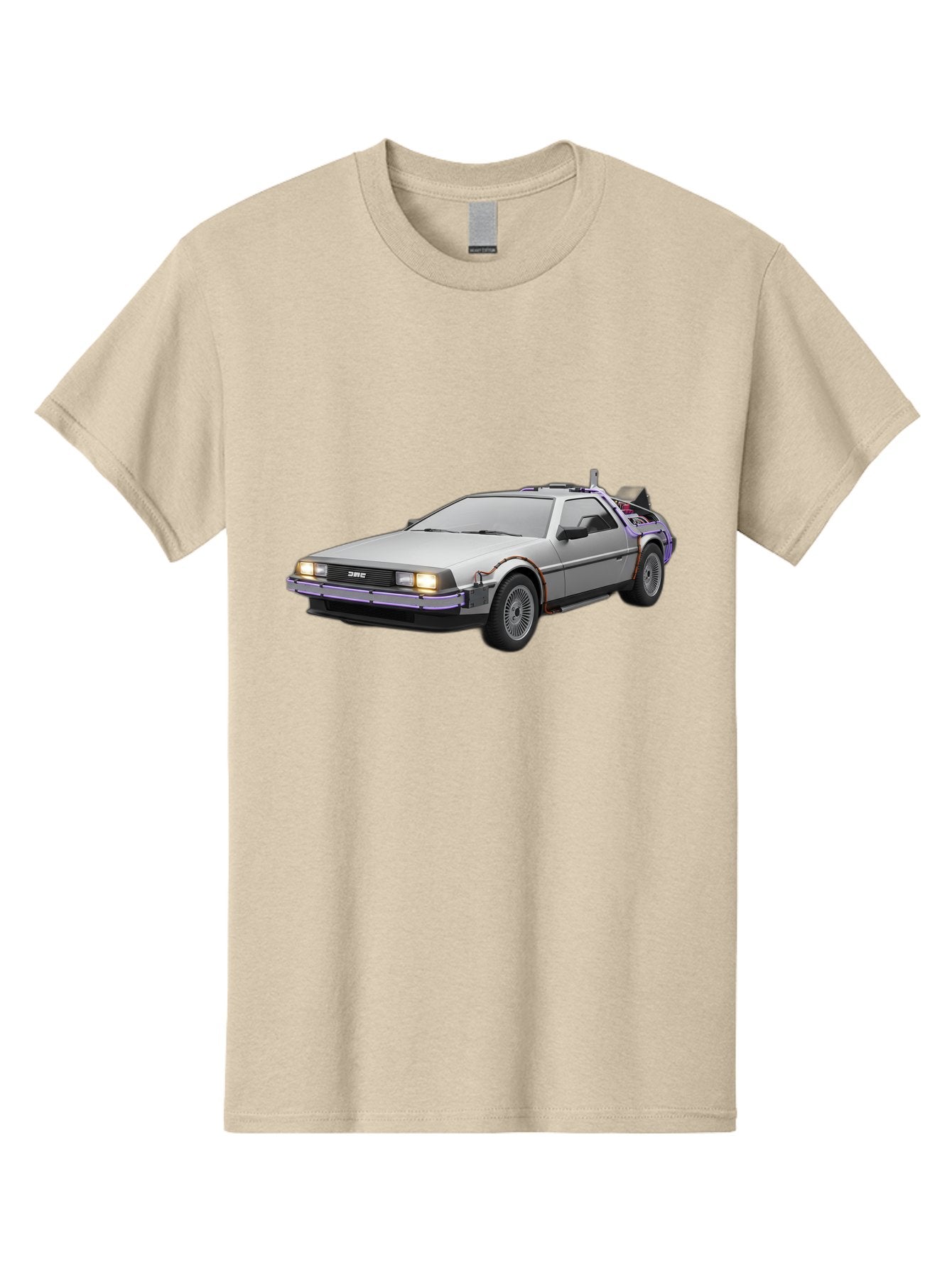 Delorean-Dmc-12 Men'S Graphic Tee, 100% Cotton, Comfortable Casual Summer Wear, Machine Washable, Delorean Dmc-12 Car, Futuristic Automobile, Time-Traveling Vehicle, Stainless Steel Body, Gull-Wing Doors, Classic Movie Prop, Baa444 12