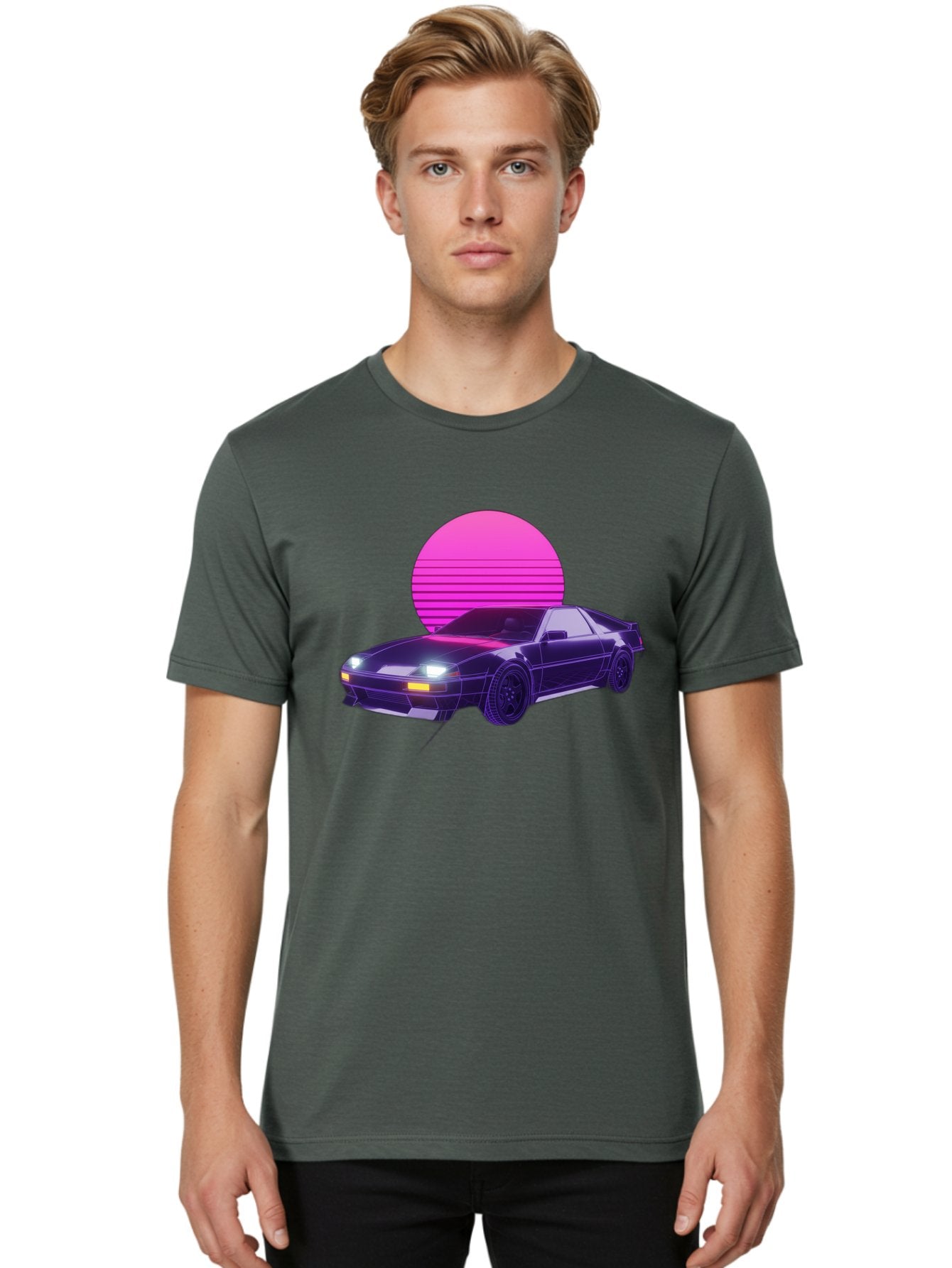 Delorean Men'S Graphic Tee, 100% Cotton, Comfortable Casual Summer Wear, Machine Washable, Delorean Dmc-12 Car, Retro Futuristic Design, Neon Lights, Synthwave Style, Vaporwave Aesthetic, Futuristic Vehicle, Sports Car Baa445 23