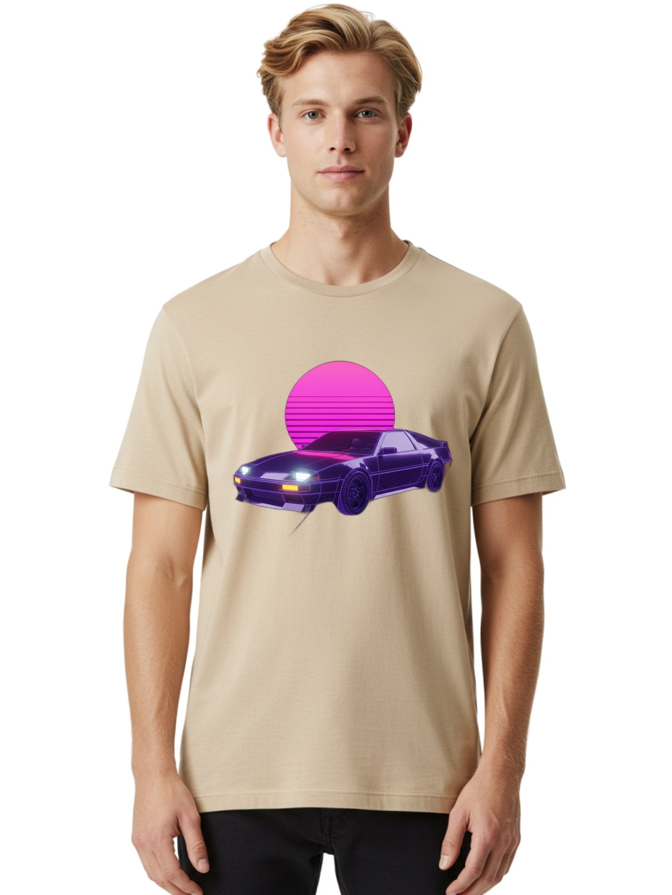Delorean Men'S Graphic Tee, 100% Cotton, Comfortable Casual Summer Wear, Machine Washable, Delorean Dmc-12 Car, Retro Futuristic Design, Neon Lights, Synthwave Style, Vaporwave Aesthetic, Futuristic Vehicle, Sports Car Baa445 16