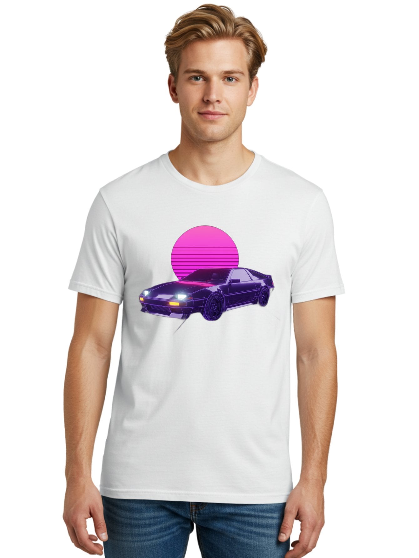 Delorean Men'S Graphic Tee, 100% Cotton, Comfortable Casual Summer Wear, Machine Washable, Delorean Dmc-12 Car, Retro Futuristic Design, Neon Lights, Synthwave Style, Vaporwave Aesthetic, Futuristic Vehicle, Sports Car Baa445 26