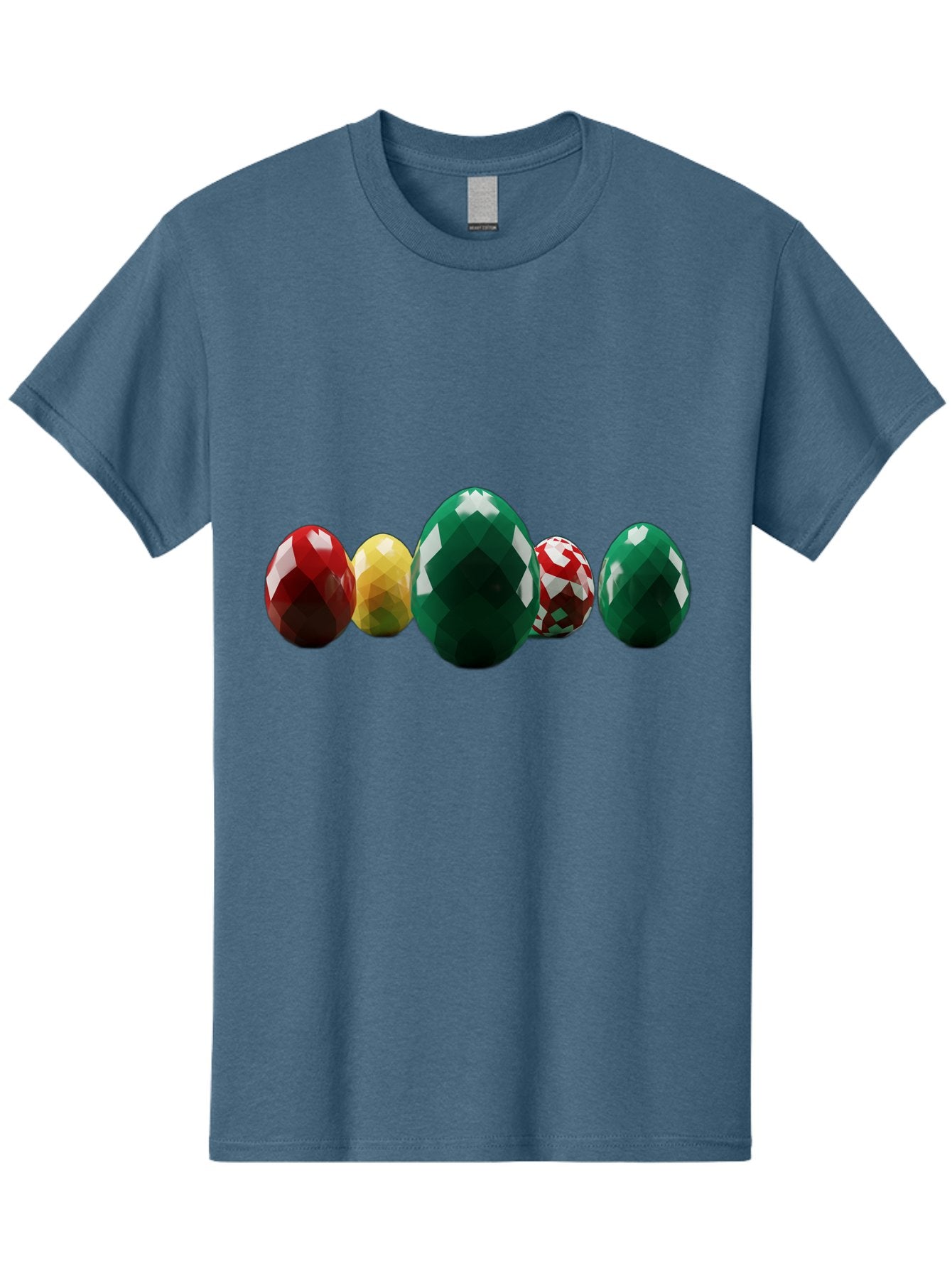 Diamond-Easter-Eggs Men'S Graphic Tee, 100% Cotton, Comfortable Casual Summer Wear, Machine Washable, Diamond Eggs, Easter Eggs, Jewelry Eggs, Colorful Eggs, Faceted Eggs, Decorative Eggs, Shiny Eggs, Gemstone Eggs Baa448