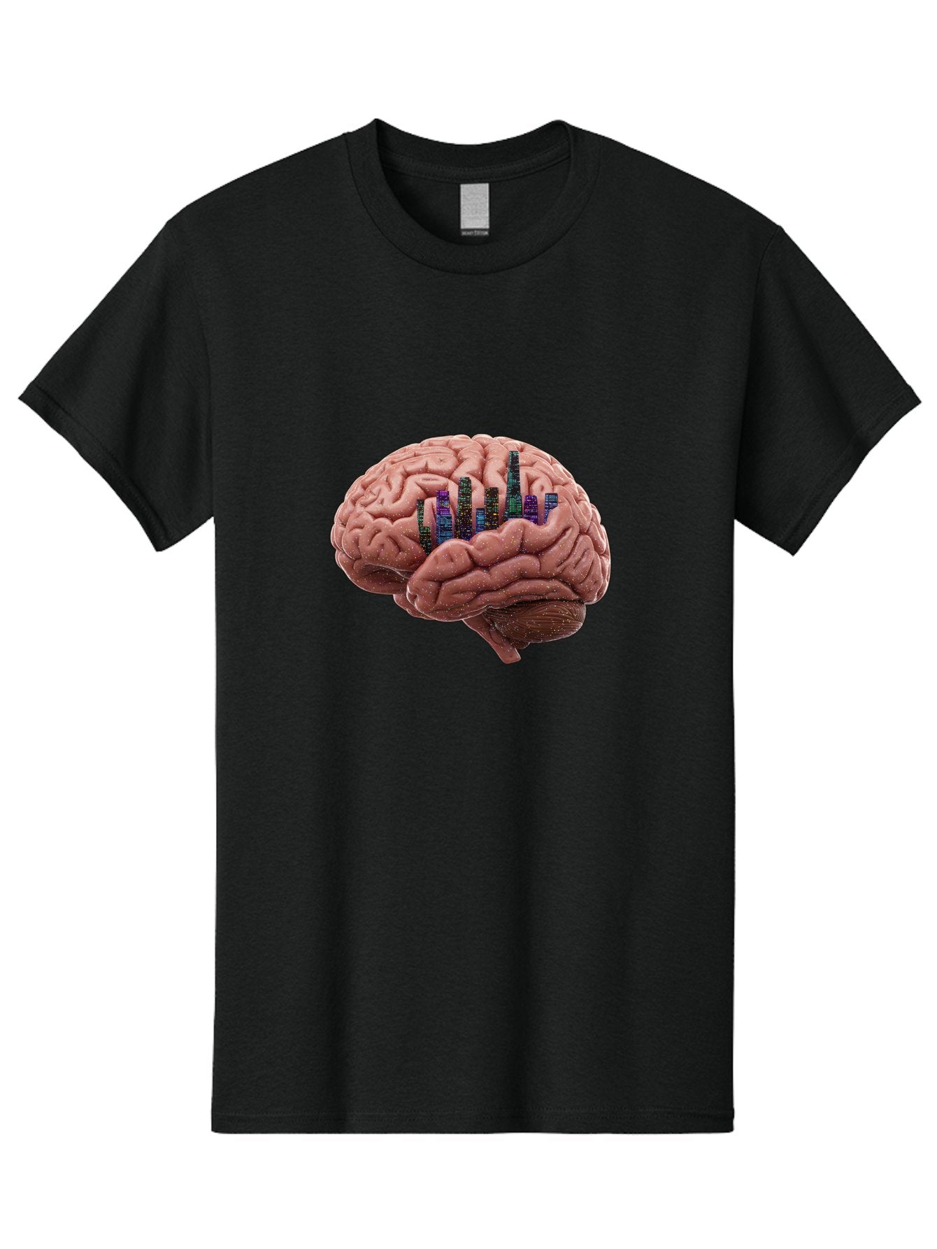 Digital-Brain Men'S Graphic Tee, 100% Cotton, Comfortable Casual Summer Wear, Machine Washable, Human Brain, 3D Barcode, Cognitive Function, Digital Representation, Neuroscience, Technology Integration, Data Encoding, Innovative Concept, Baa449 8