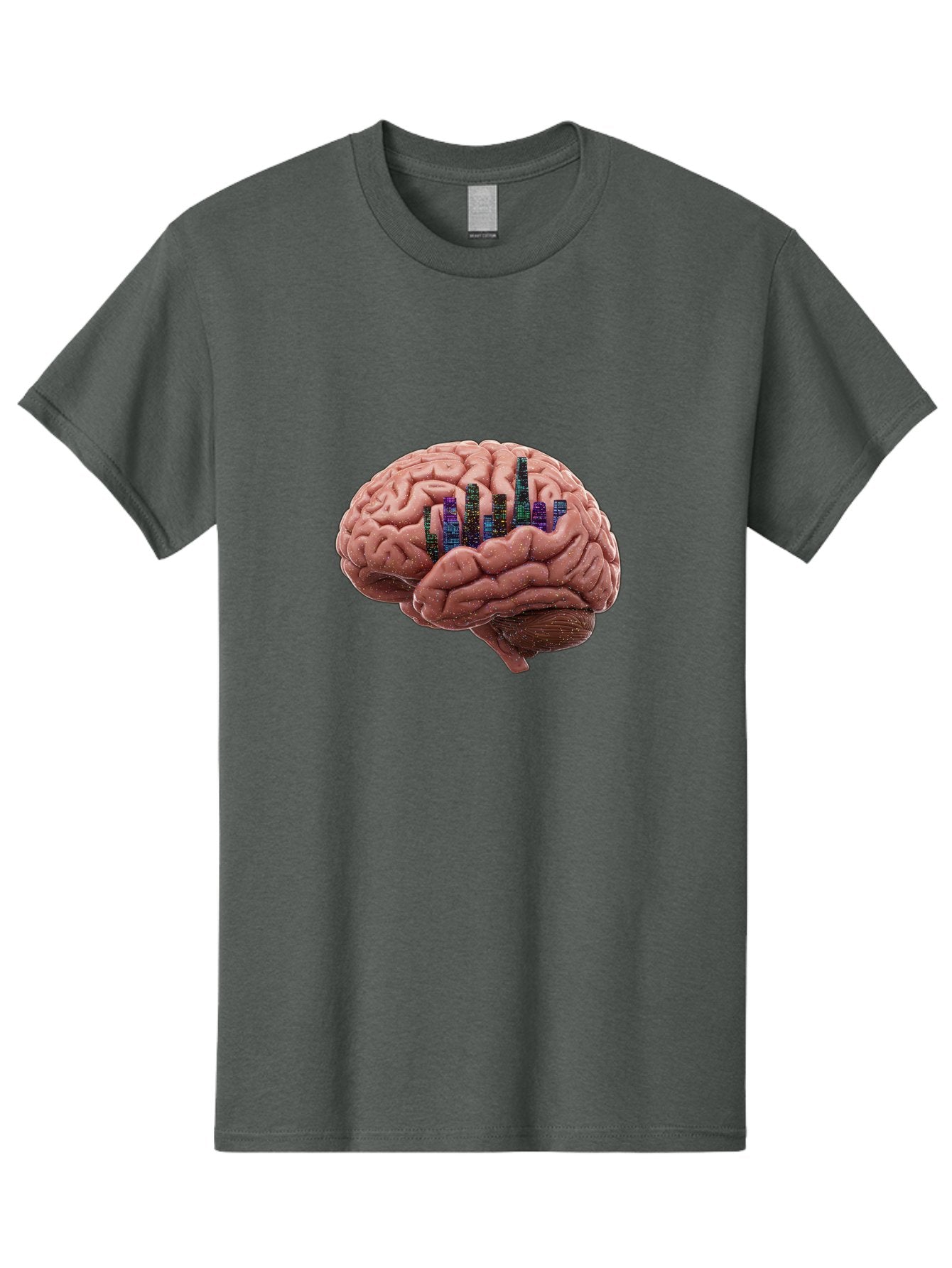 Digital-Brain Men'S Graphic Tee, 100% Cotton, Comfortable Casual Summer Wear, Machine Washable, Human Brain, 3D Barcode, Cognitive Function, Digital Representation, Neuroscience, Technology Integration, Data Encoding, Innovative Concept, Baa449 14