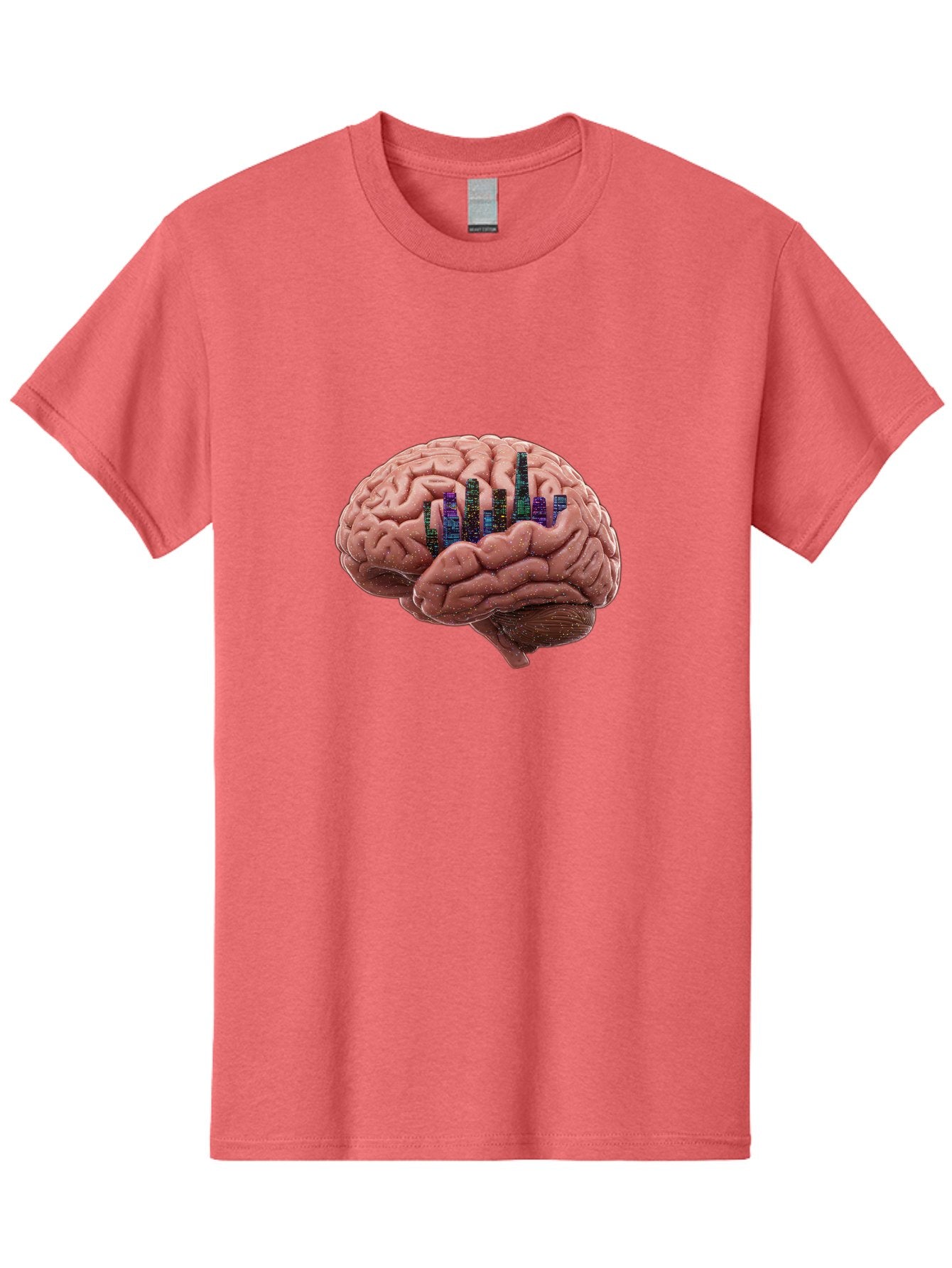 Digital-Brain Men'S Graphic Tee, 100% Cotton, Comfortable Casual Summer Wear, Machine Washable, Human Brain, 3D Barcode, Cognitive Function, Digital Representation, Neuroscience, Technology Integration, Data Encoding, Innovative Concept, Baa449 10