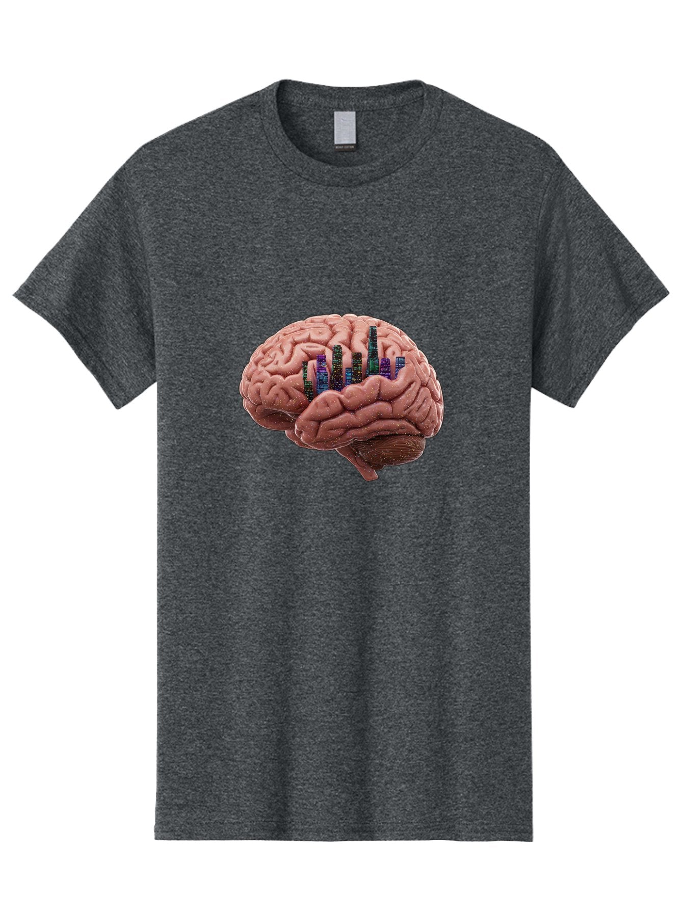 Digital-Brain Men'S Graphic Tee, 100% Cotton, Comfortable Casual Summer Wear, Machine Washable, Human Brain, 3D Barcode, Cognitive Function, Digital Representation, Neuroscience, Technology Integration, Data Encoding, Innovative Concept, Baa449 12