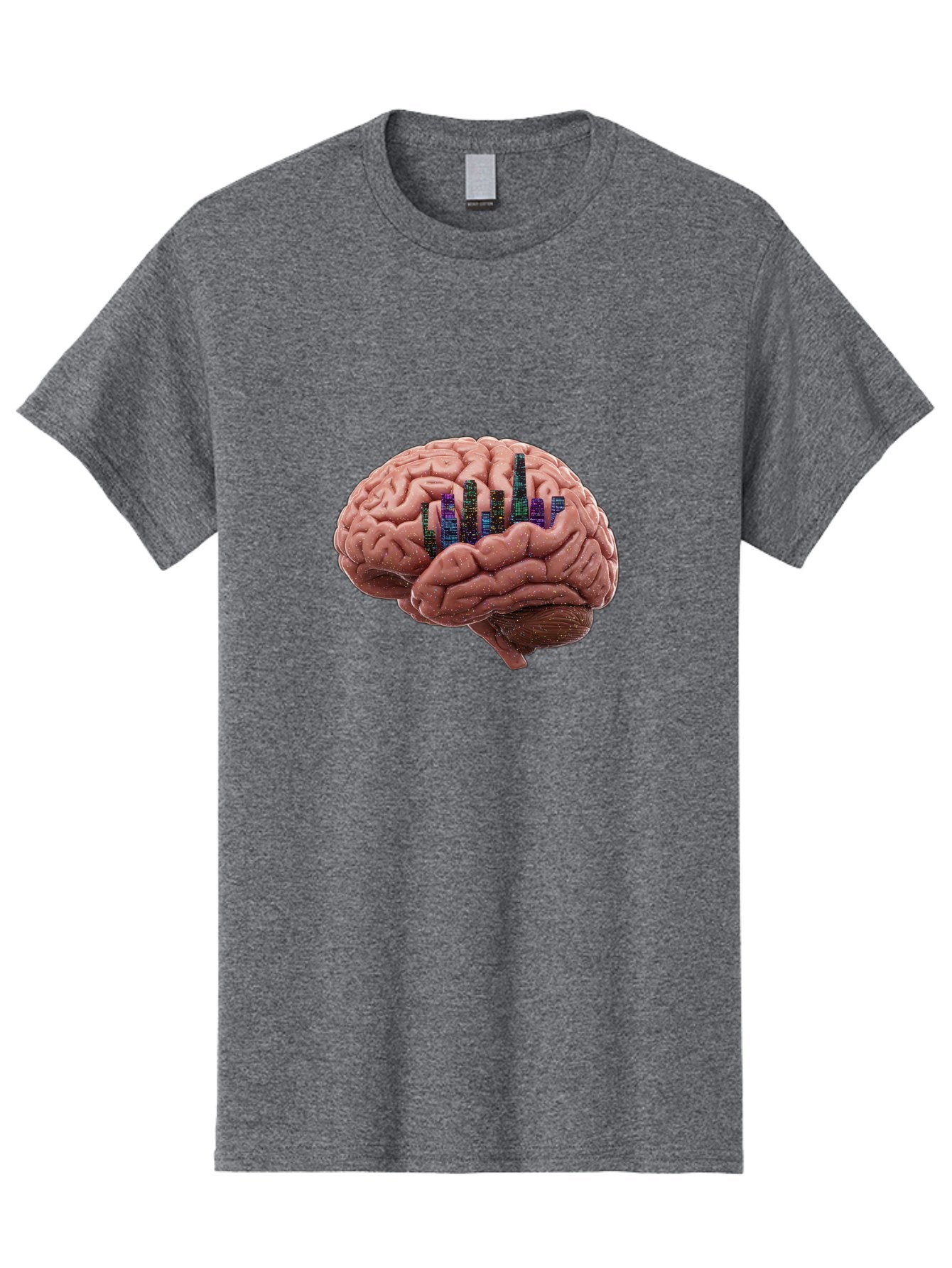 Digital-Brain Men'S Graphic Tee, 100% Cotton, Comfortable Casual Summer Wear, Machine Washable, Human Brain, 3D Barcode, Cognitive Function, Digital Representation, Neuroscience, Technology Integration, Data Encoding, Innovative Concept, Baa449 11