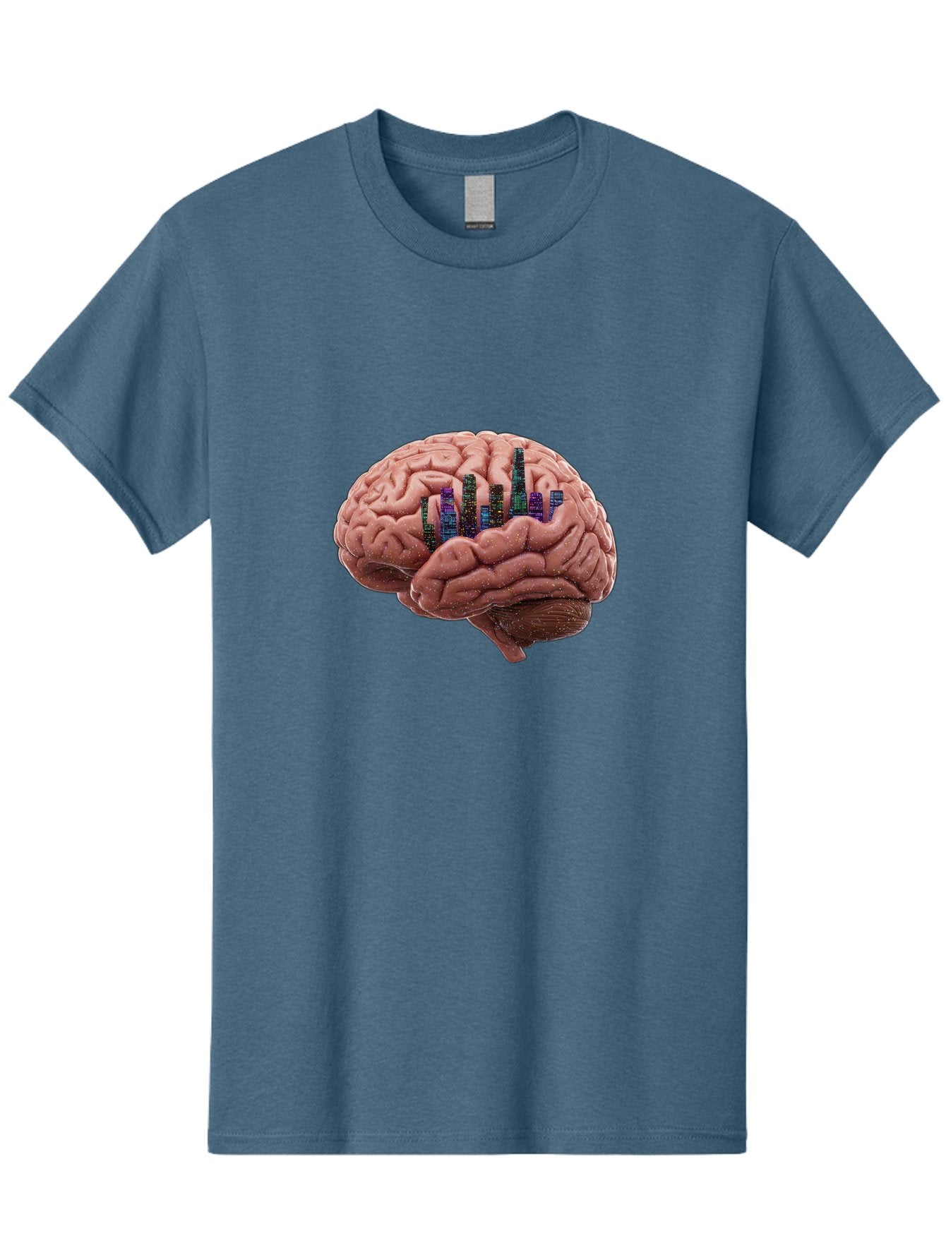 Digital-Brain Men'S Graphic Tee, 100% Cotton, Comfortable Casual Summer Wear, Machine Washable, Human Brain, 3D Barcode, Cognitive Function, Digital Representation, Neuroscience, Technology Integration, Data Encoding, Innovative Concept, Baa449 4