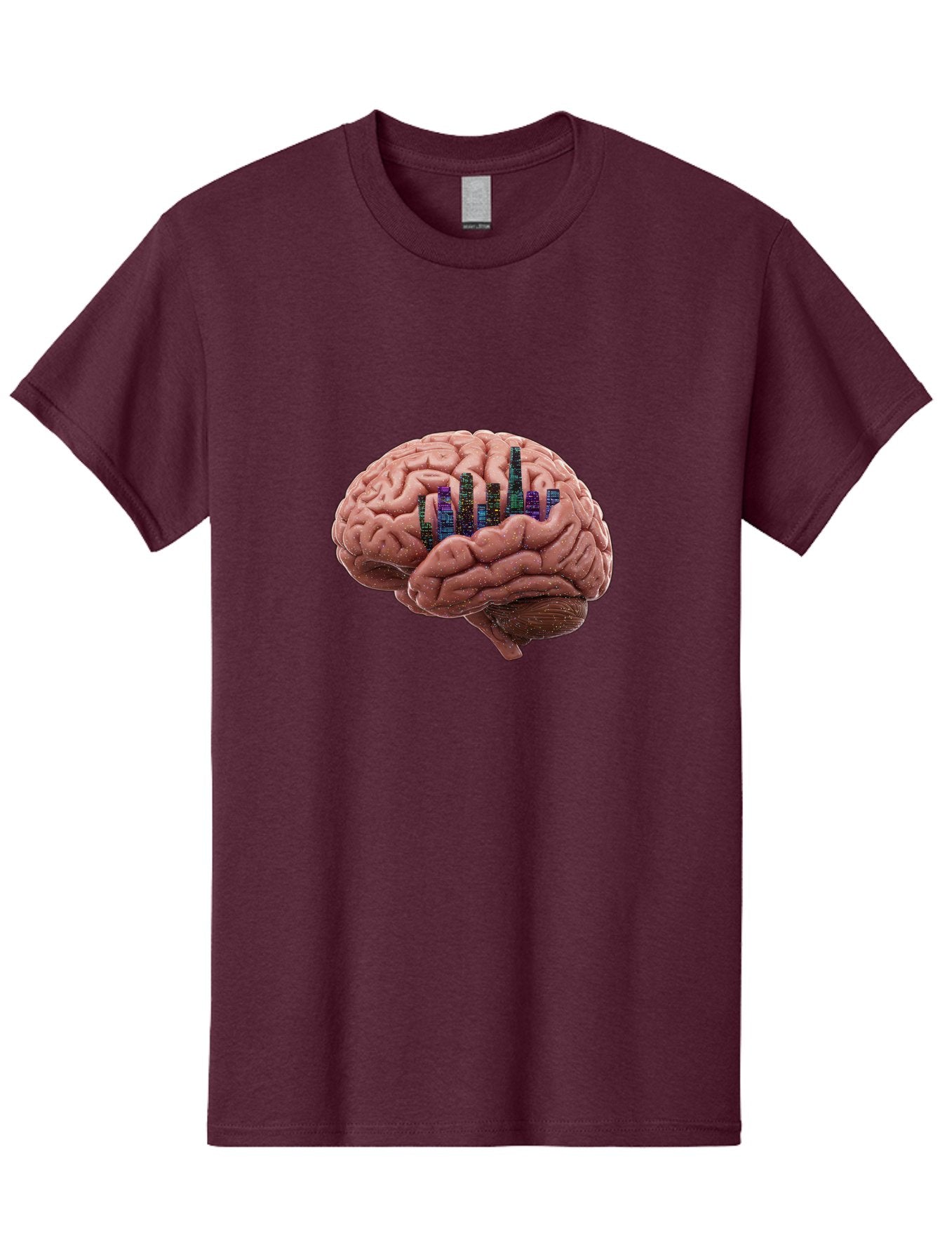 Digital-Brain Men'S Graphic Tee, 100% Cotton, Comfortable Casual Summer Wear, Machine Washable, Human Brain, 3D Barcode, Cognitive Function, Digital Representation, Neuroscience, Technology Integration, Data Encoding, Innovative Concept, Baa449 13