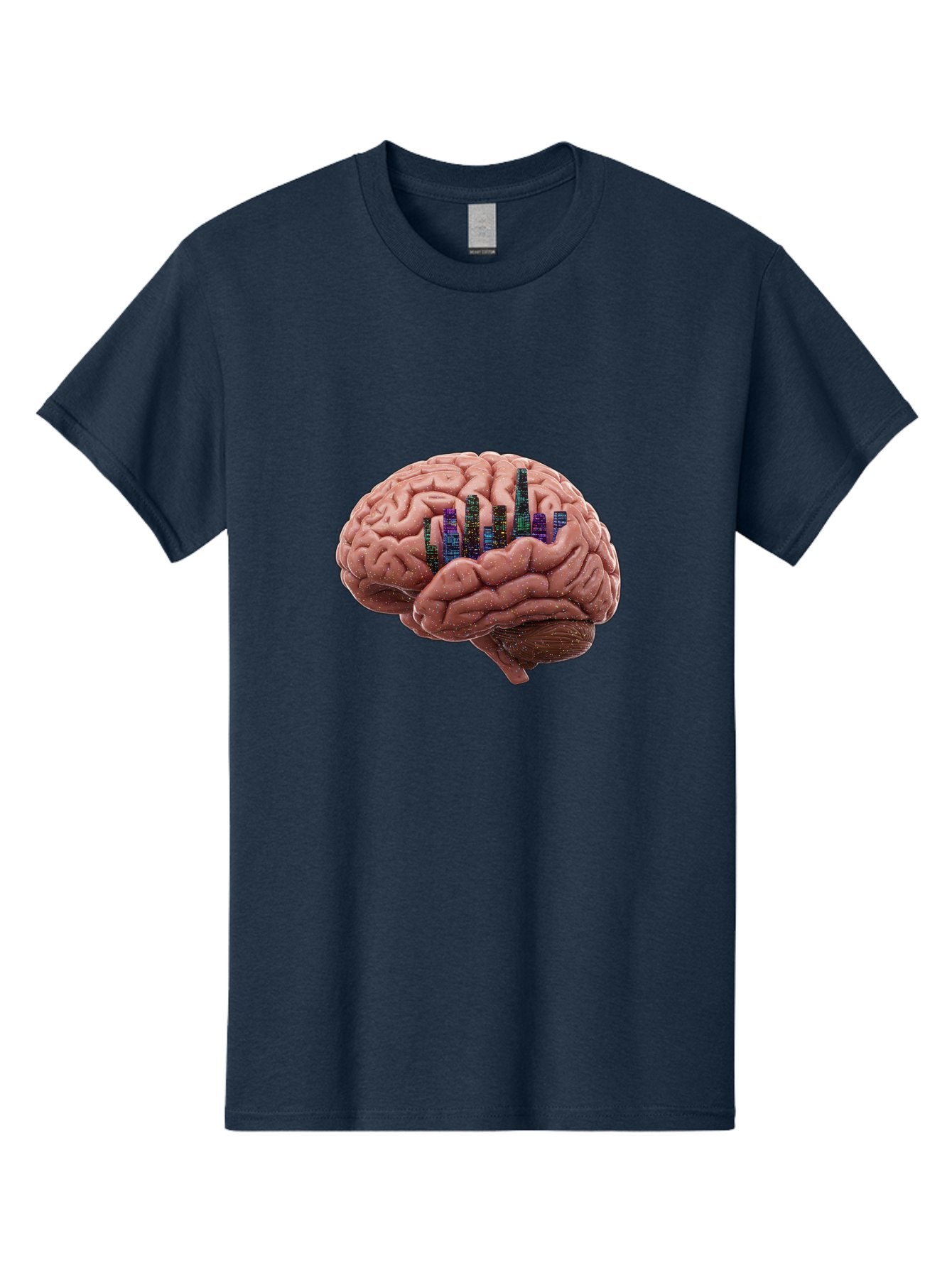 Digital-Brain Men'S Graphic Tee, 100% Cotton, Comfortable Casual Summer Wear, Machine Washable, Human Brain, 3D Barcode, Cognitive Function, Digital Representation, Neuroscience, Technology Integration, Data Encoding, Innovative Concept, Baa449 15