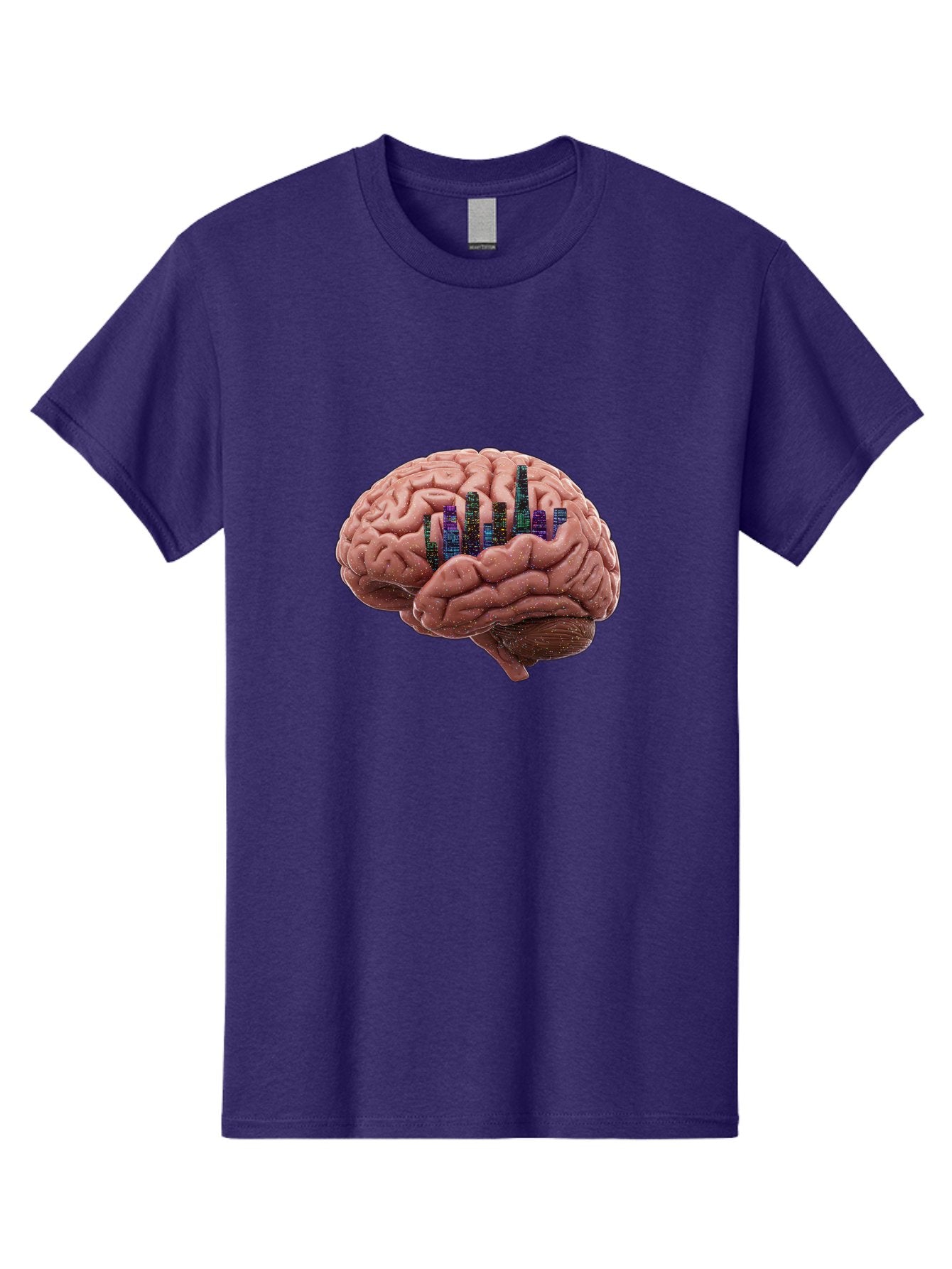 Digital-Brain Men'S Graphic Tee, 100% Cotton, Comfortable Casual Summer Wear, Machine Washable, Human Brain, 3D Barcode, Cognitive Function, Digital Representation, Neuroscience, Technology Integration, Data Encoding, Innovative Concept, Baa449 5