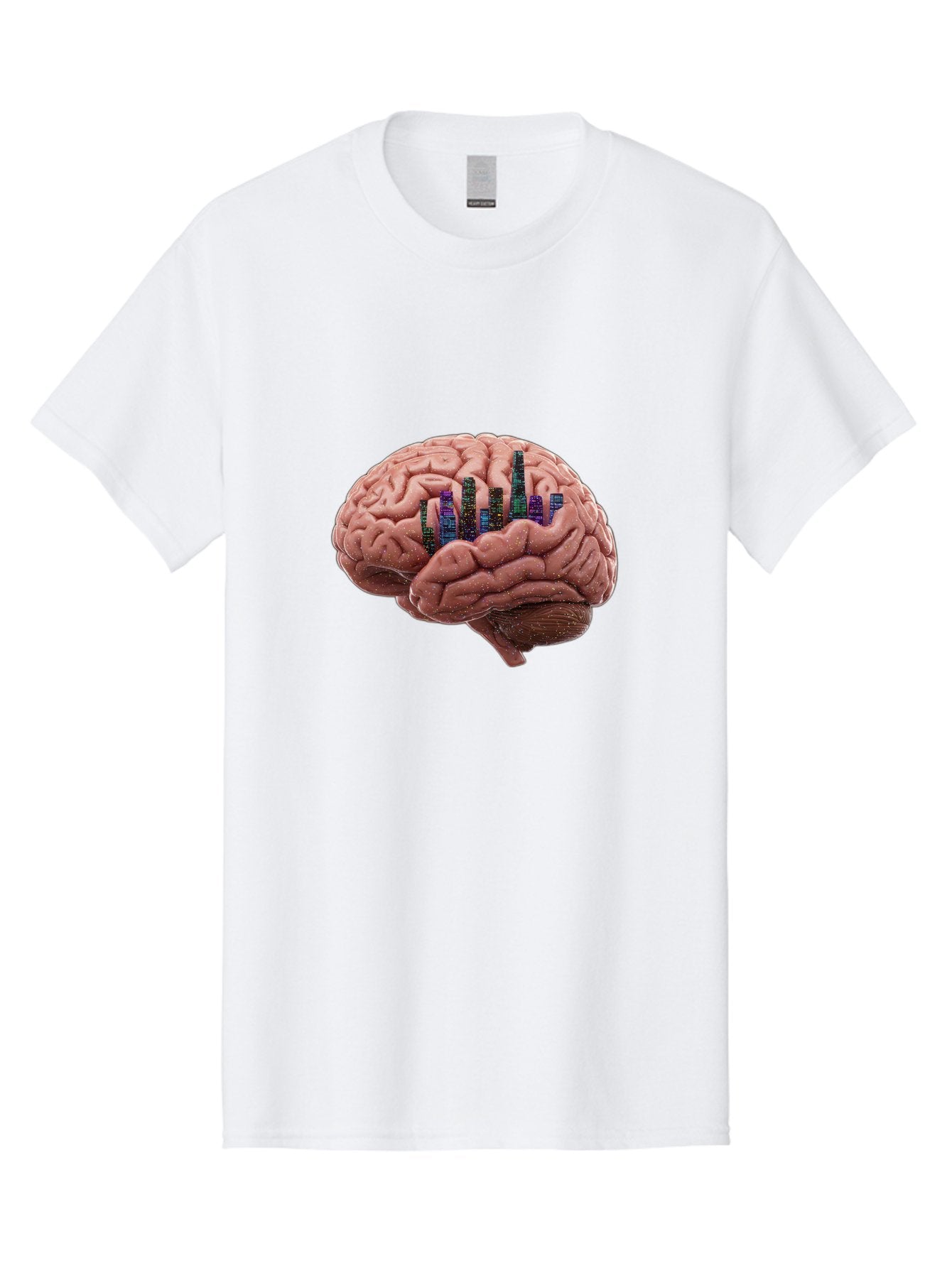 Digital-Brain Men'S Graphic Tee, 100% Cotton, Comfortable Casual Summer Wear, Machine Washable, Human Brain, 3D Barcode, Cognitive Function, Digital Representation, Neuroscience, Technology Integration, Data Encoding, Innovative Concept, Baa449 3