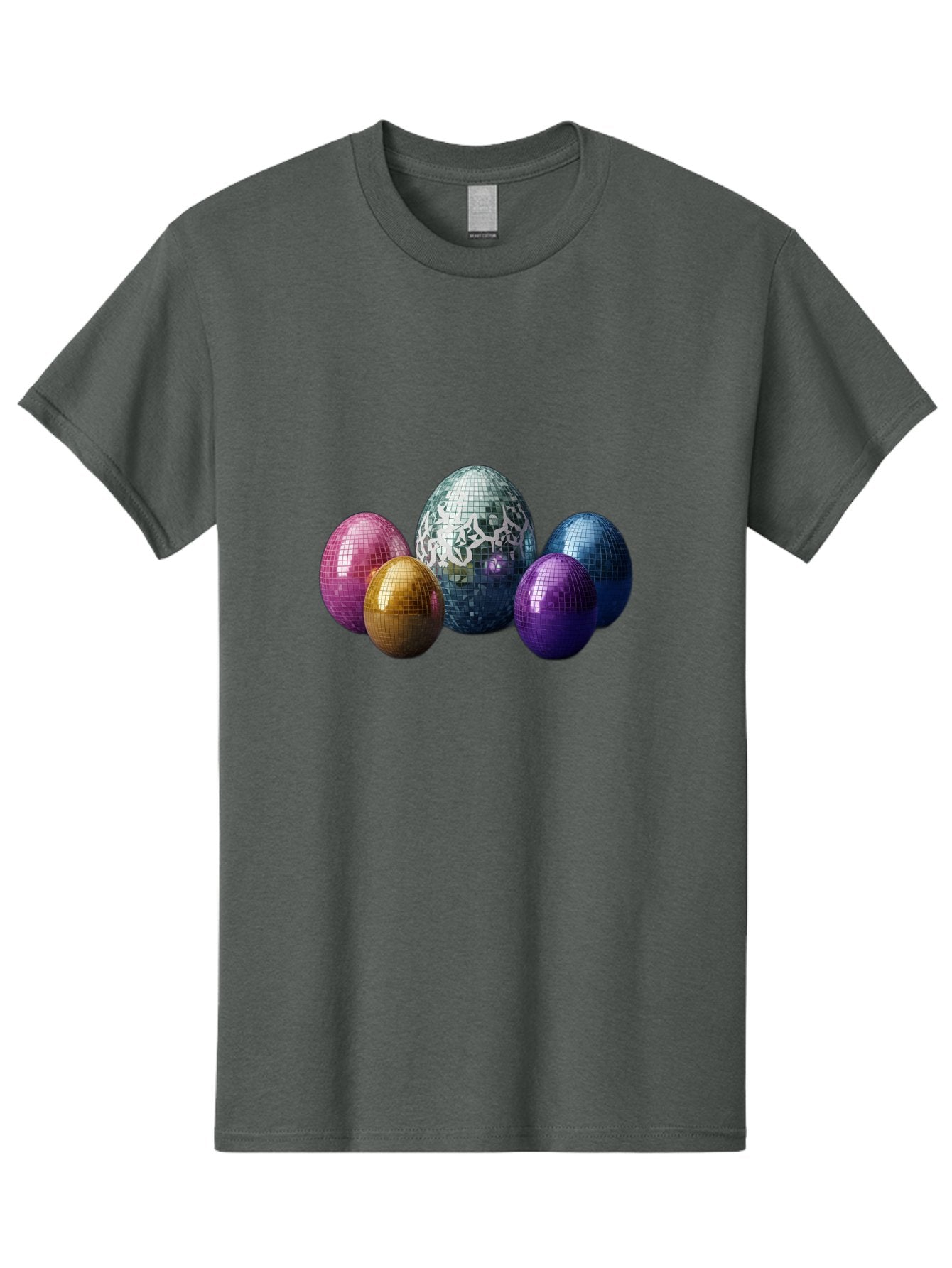 Disco-Eggs Men'S Graphic Tee, 100% Cotton, Comfortable Casual Summer Wear, Machine Washable, Disco Eggs, Mirrored Eggs, Colorful Eggs, Easter Eggs, Shiny Eggs, Festive Decoration, Party Accessories, Reflective Surfaces, Vibrant Colors, Baa452 4