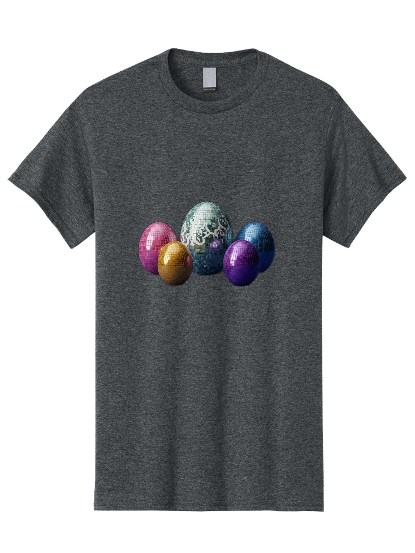 Disco-Eggs Men'S Graphic Tee, 100% Cotton, Comfortable Casual Summer Wear, Machine Washable, Disco Eggs, Mirrored Eggs, Colorful Eggs, Easter Eggs, Shiny Eggs, Festive Decoration, Party Accessories, Reflective Surfaces, Vibrant Colors, Baa452
