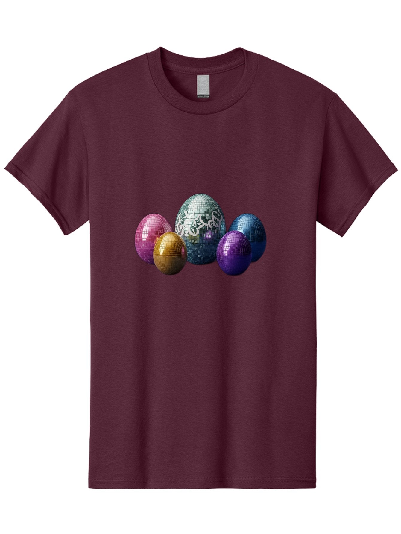 Disco-Eggs Men'S Graphic Tee, 100% Cotton, Comfortable Casual Summer Wear, Machine Washable, Disco Eggs, Mirrored Eggs, Colorful Eggs, Easter Eggs, Shiny Eggs, Festive Decoration, Party Accessories, Reflective Surfaces, Vibrant Colors, Baa452 13