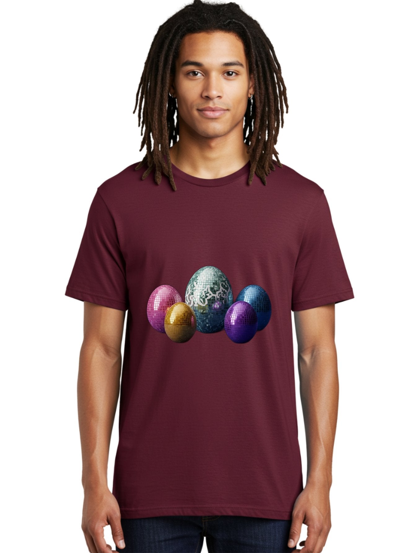 Disco-Eggs Men'S Graphic Tee, 100% Cotton, Comfortable Casual Summer Wear, Machine Washable, Disco Eggs, Mirrored Eggs, Colorful Eggs, Easter Eggs, Shiny Eggs, Festive Decoration, Party Accessories, Reflective Surfaces, Vibrant Colors, Baa452 20