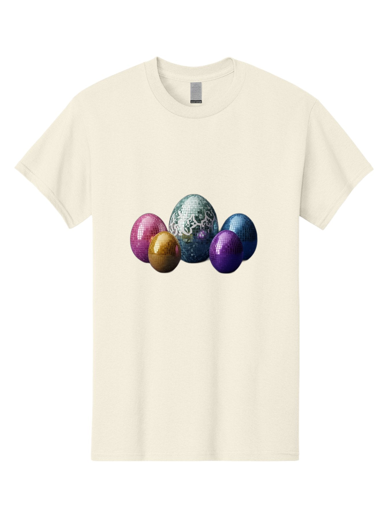 Disco-Eggs Men'S Graphic Tee, 100% Cotton, Comfortable Casual Summer Wear, Machine Washable, Disco Eggs, Mirrored Eggs, Colorful Eggs, Easter Eggs, Shiny Eggs, Festive Decoration, Party Accessories, Reflective Surfaces, Vibrant Colors, Baa452 15
