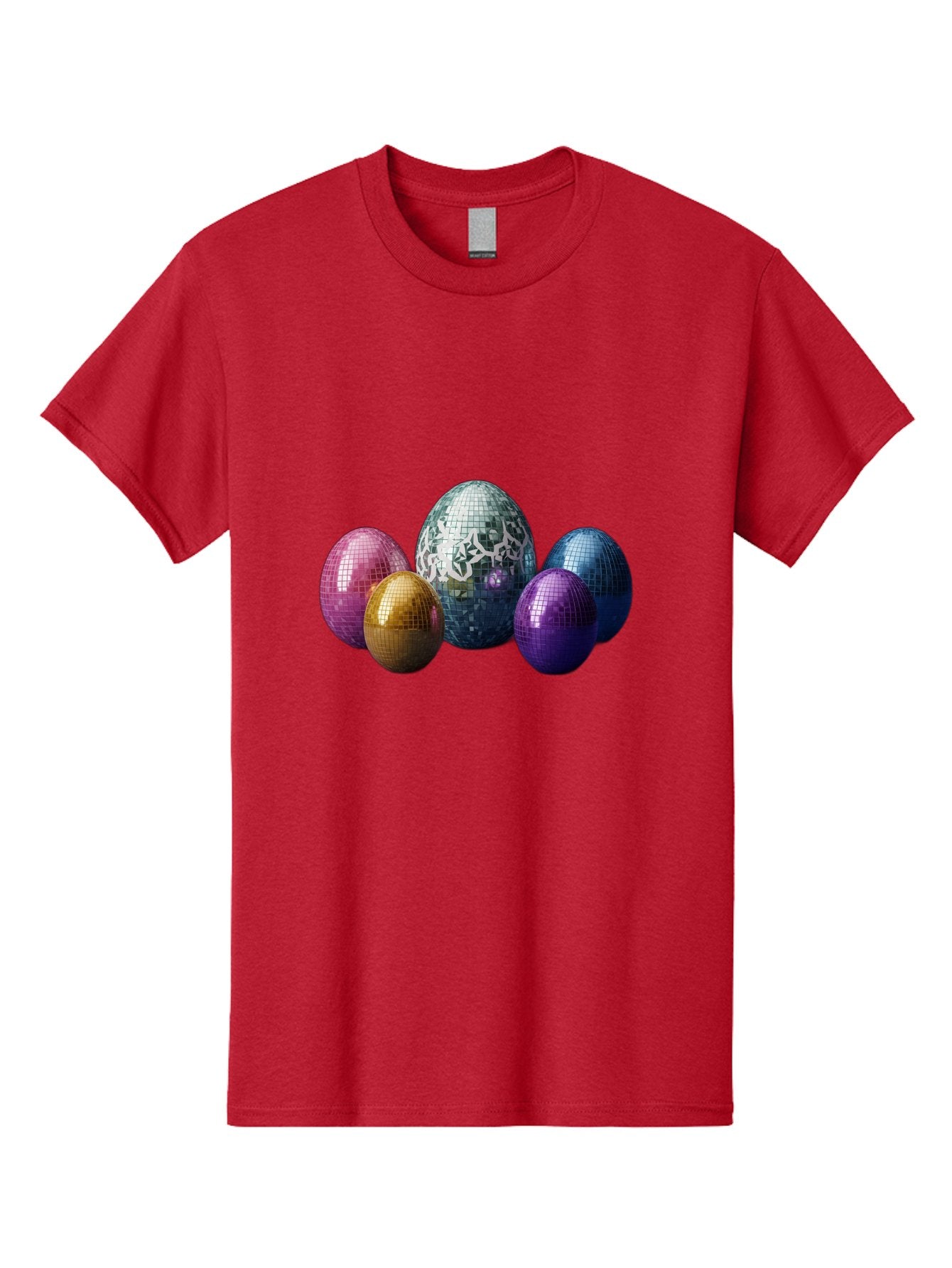 Disco-Eggs Men'S Graphic Tee, 100% Cotton, Comfortable Casual Summer Wear, Machine Washable, Disco Eggs, Mirrored Eggs, Colorful Eggs, Easter Eggs, Shiny Eggs, Festive Decoration, Party Accessories, Reflective Surfaces, Vibrant Colors, Baa452 5
