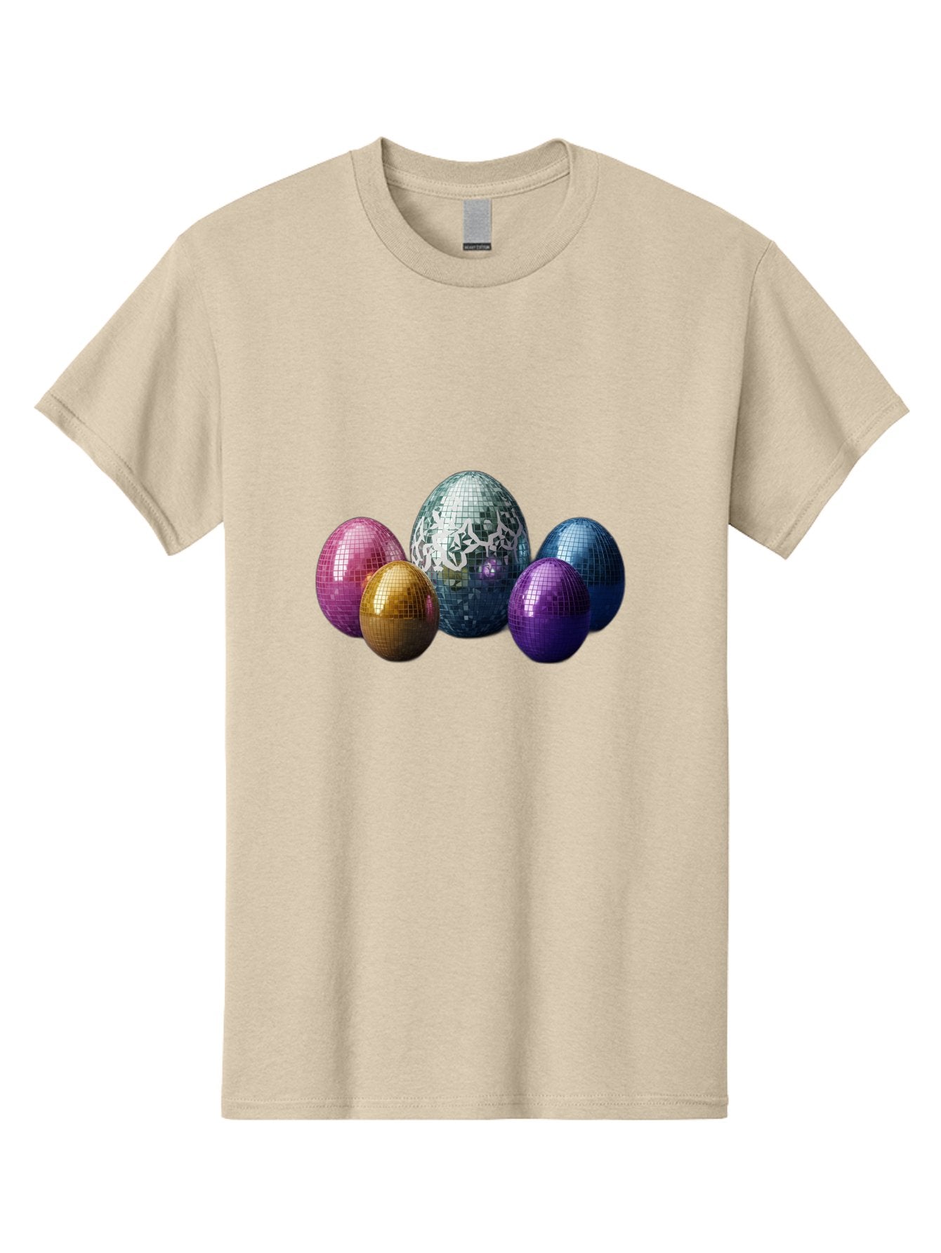 Disco-Eggs Men'S Graphic Tee, 100% Cotton, Comfortable Casual Summer Wear, Machine Washable, Disco Eggs, Mirrored Eggs, Colorful Eggs, Easter Eggs, Shiny Eggs, Festive Decoration, Party Accessories, Reflective Surfaces, Vibrant Colors, Baa452 6