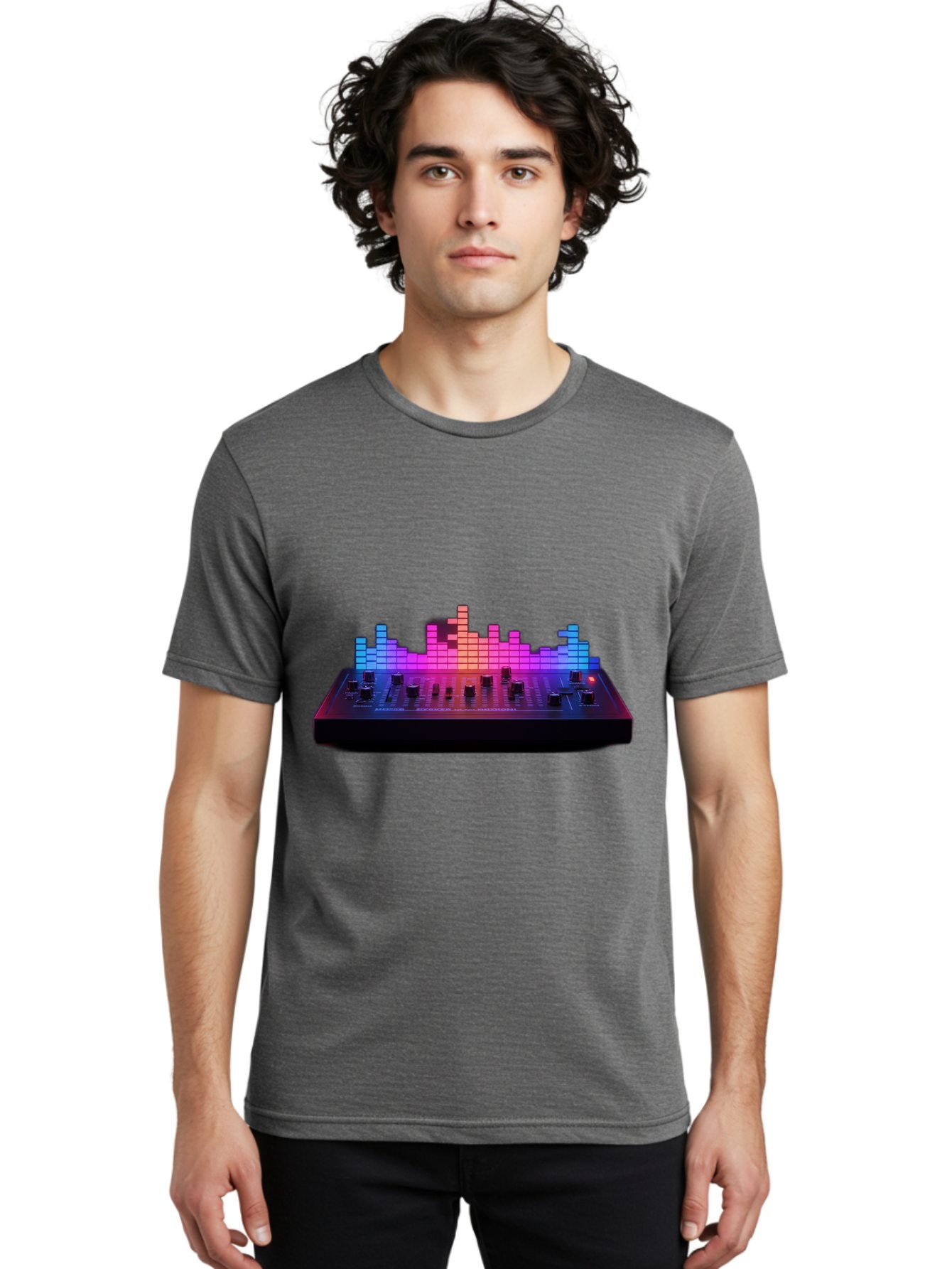 Dj-Controller Men'S Graphic Tee, 100% Cotton, Comfortable Casual Summer Wear, Machine Washable, Dj Equipment, Music Production, Sound Mixer, Audio Technology, Electronic Dance Music, Beat Matching, Dj Software, Music Creation, Sound Waves Baa453 18