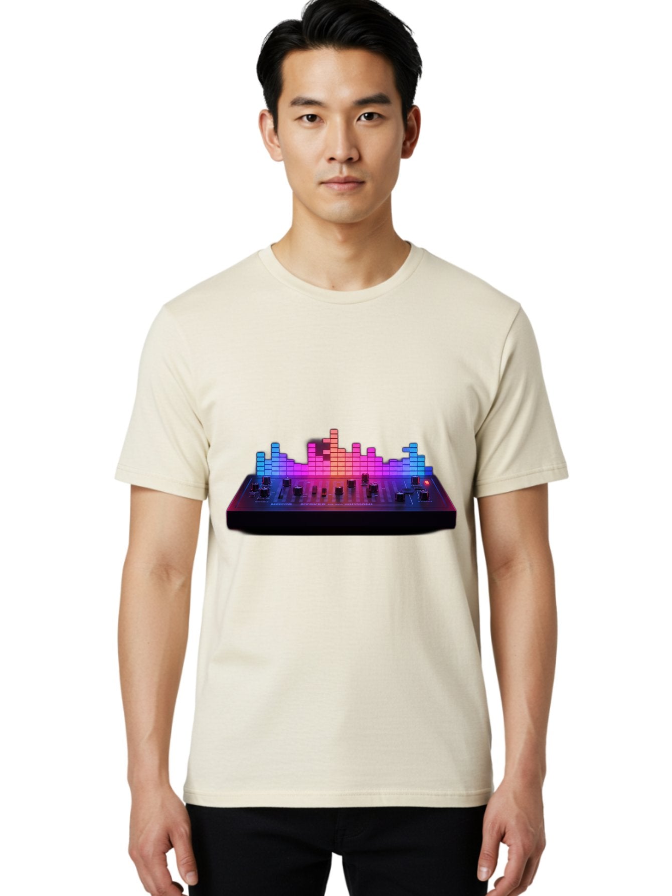 Dj-Controller Men'S Graphic Tee, 100% Cotton, Comfortable Casual Summer Wear, Machine Washable, Dj Equipment, Music Production, Sound Mixer, Audio Technology, Electronic Dance Music, Beat Matching, Dj Software, Music Creation, Sound Waves Baa453 26