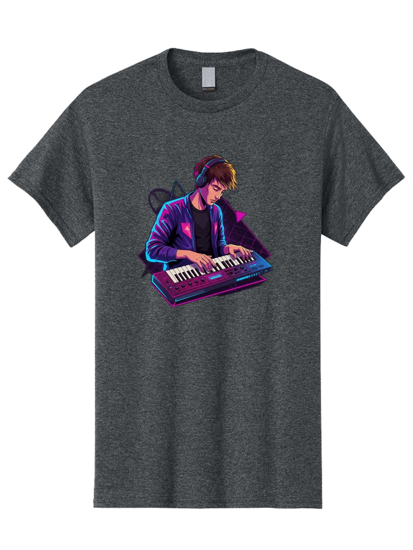 Dj-Playing-Keyboard Men'S Graphic Tee, 100% Cotton, Comfortable Casual Summer Wear, Machine Washable, Music Producer, Electronic Music, Synthesizer Keyboard, Futuristic Style, Neon Lights, Dj Equipment, Sound Production, Creative Art Baa454 12