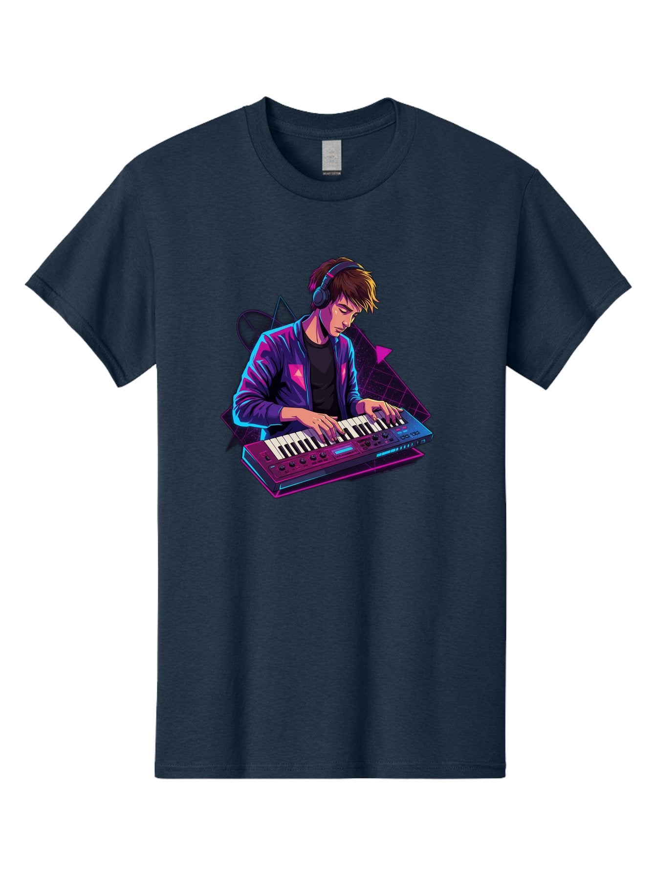 Dj-Playing-Keyboard Men'S Graphic Tee, 100% Cotton, Comfortable Casual Summer Wear, Machine Washable, Music Producer, Electronic Music, Synthesizer Keyboard, Futuristic Style, Neon Lights, Dj Equipment, Sound Production, Creative Art Baa454 14