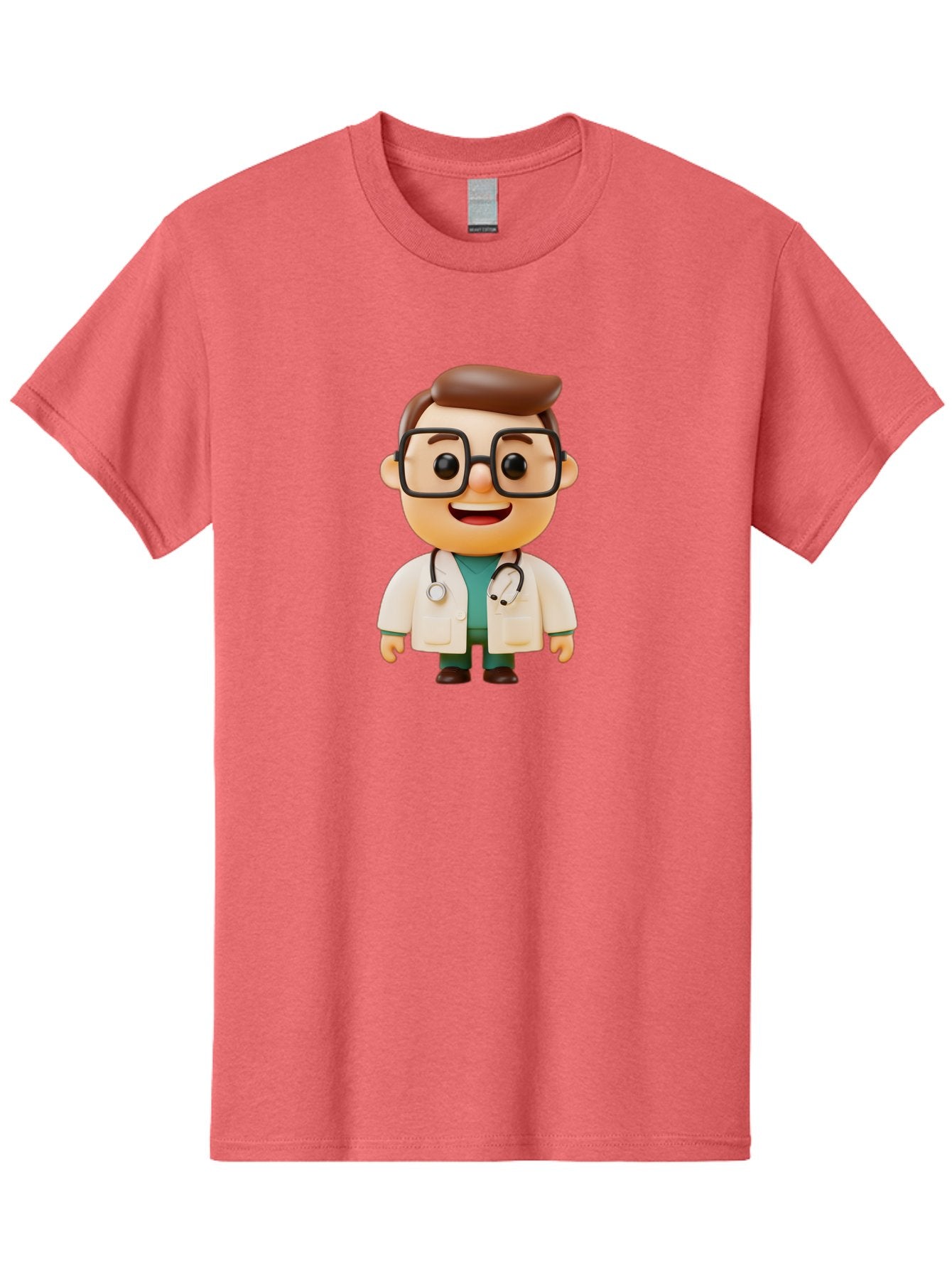 Doctor-2 Men'S Graphic Tee, 100% Cotton, Comfortable Casual Summer Wear, Machine Washable, Cartoon Doctor, Medical Professional, Health Care, Stethoscope, Lab Coat, Glasses, Friendly Smile, Medical Care, Healthcare Worker, Doctor Illustration Baa456 6