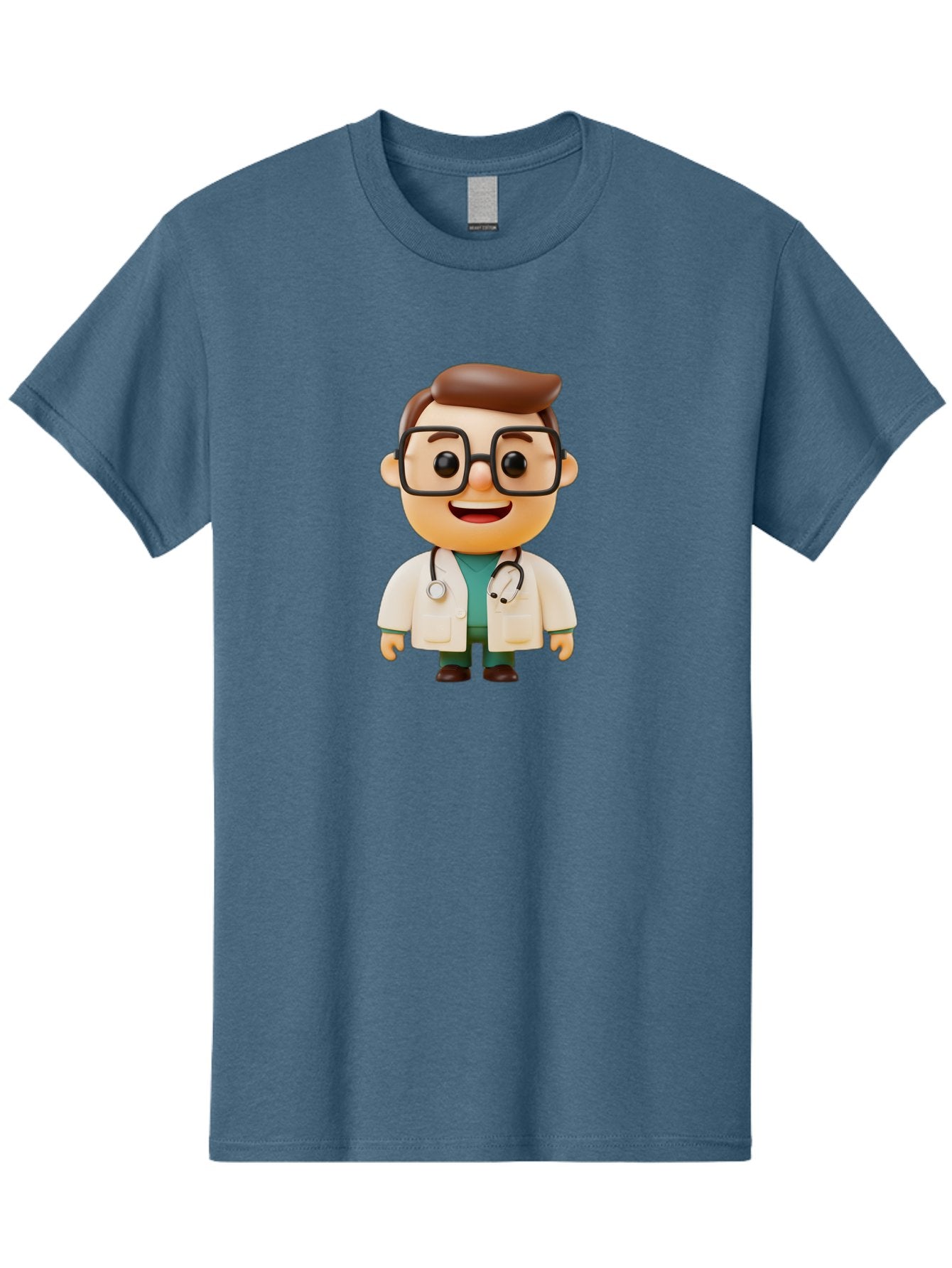 Doctor-2 Men'S Graphic Tee, 100% Cotton, Comfortable Casual Summer Wear, Machine Washable, Cartoon Doctor, Medical Professional, Health Care, Stethoscope, Lab Coat, Glasses, Friendly Smile, Medical Care, Healthcare Worker, Doctor Illustration Baa456 7