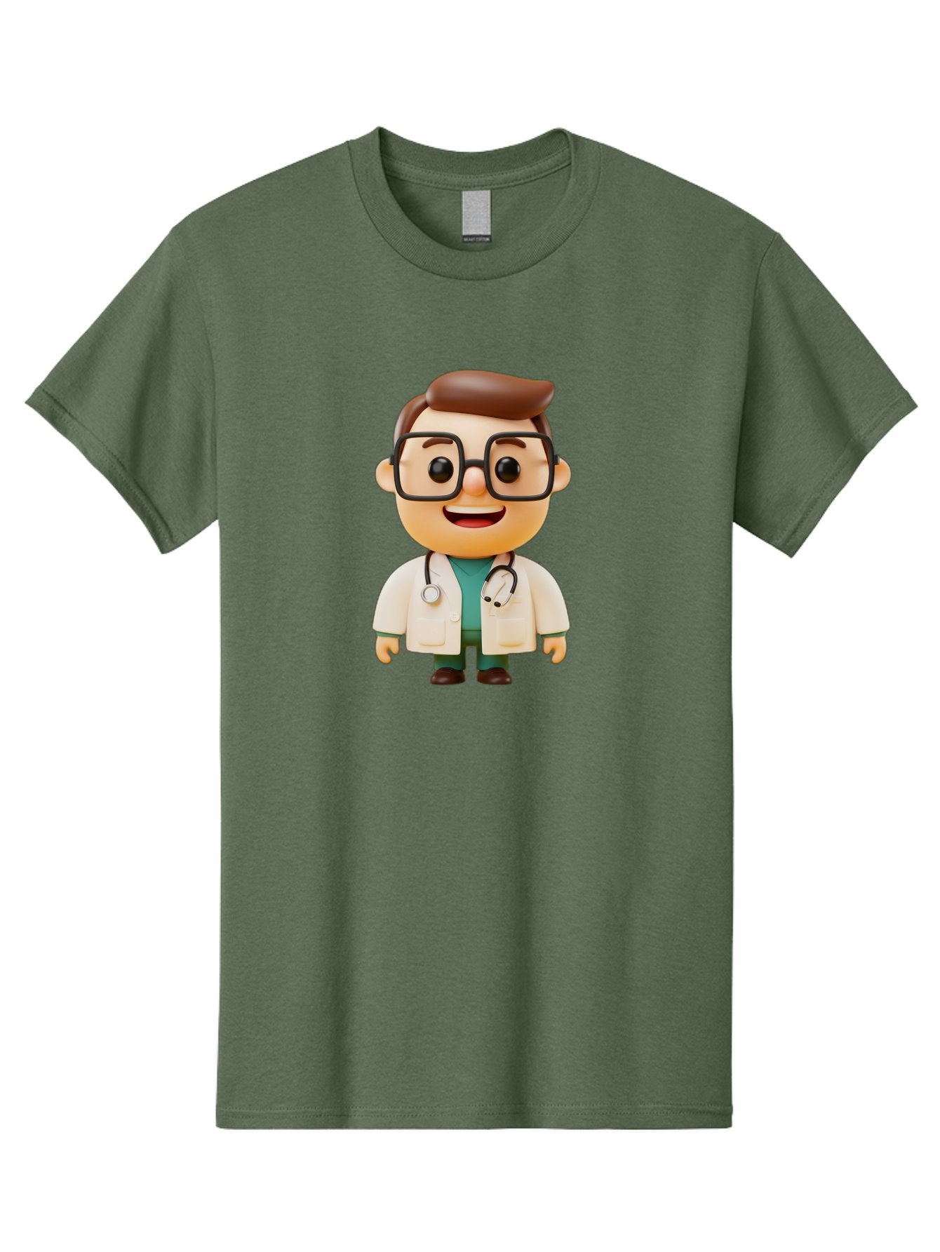 Doctor-2 Men'S Graphic Tee, 100% Cotton, Comfortable Casual Summer Wear, Machine Washable, Cartoon Doctor, Medical Professional, Health Care, Stethoscope, Lab Coat, Glasses, Friendly Smile, Medical Care, Healthcare Worker, Doctor Illustration Baa456 11