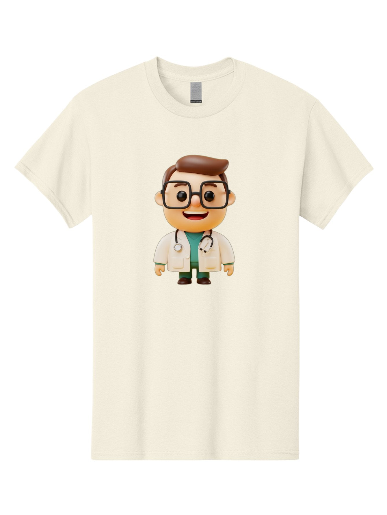 Doctor-2 Men'S Graphic Tee, 100% Cotton, Comfortable Casual Summer Wear, Machine Washable, Cartoon Doctor, Medical Professional, Health Care, Stethoscope, Lab Coat, Glasses, Friendly Smile, Medical Care, Healthcare Worker, Doctor Illustration Baa456 4